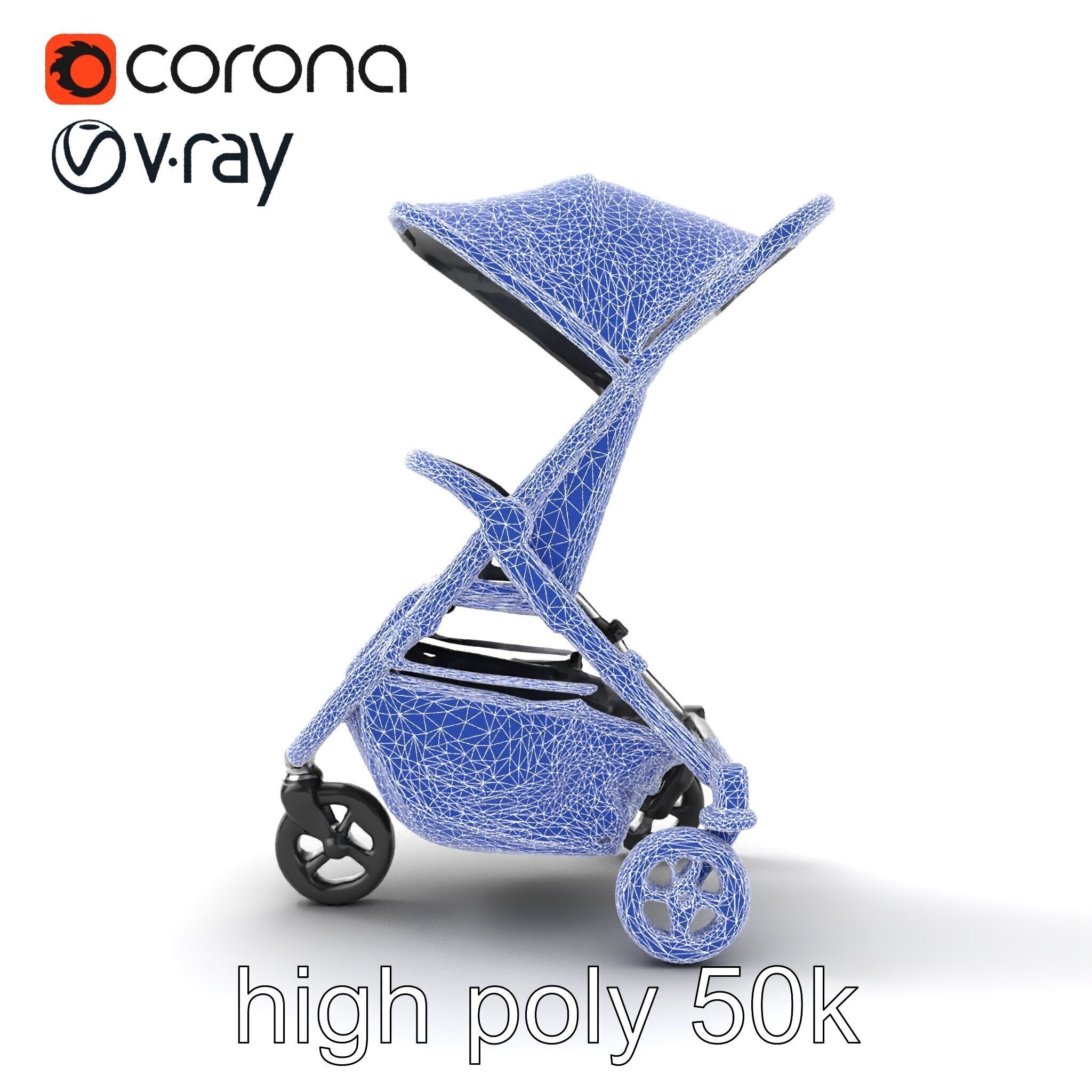 Lightweight Umbrella Stroller with Safety Belts model pack Low-poly 3D model_21