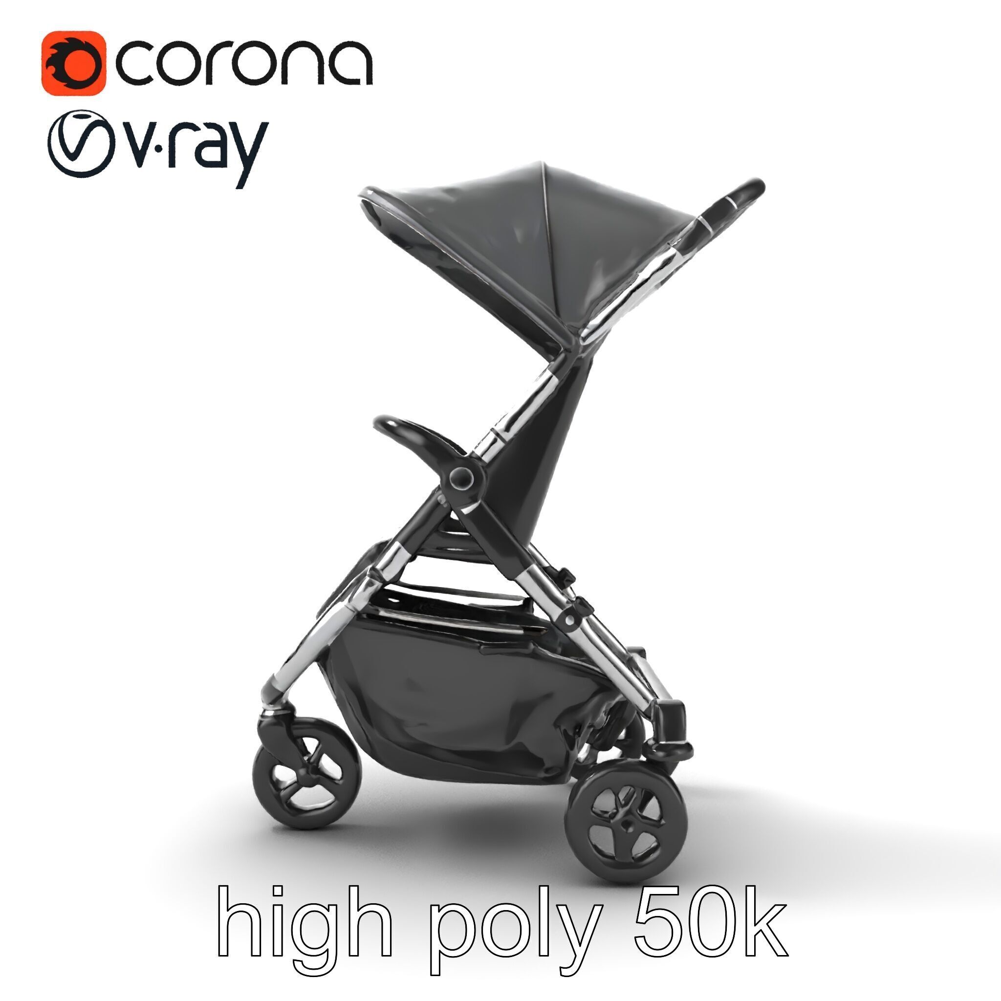 Lightweight Umbrella Stroller with Safety Belts model pack Low-poly 3D model_19