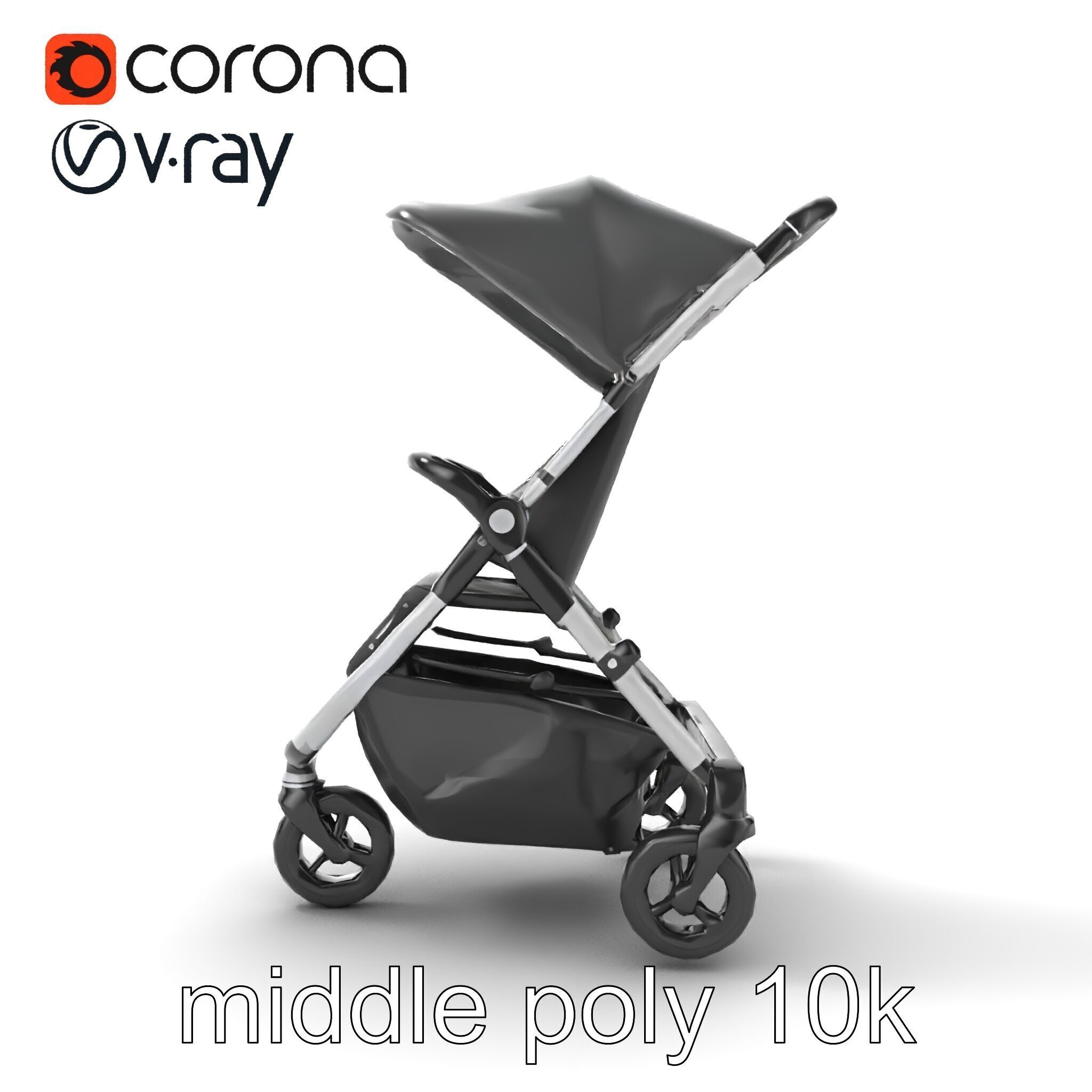 Lightweight Umbrella Stroller with Safety Belts model pack Low-poly 3D model_11