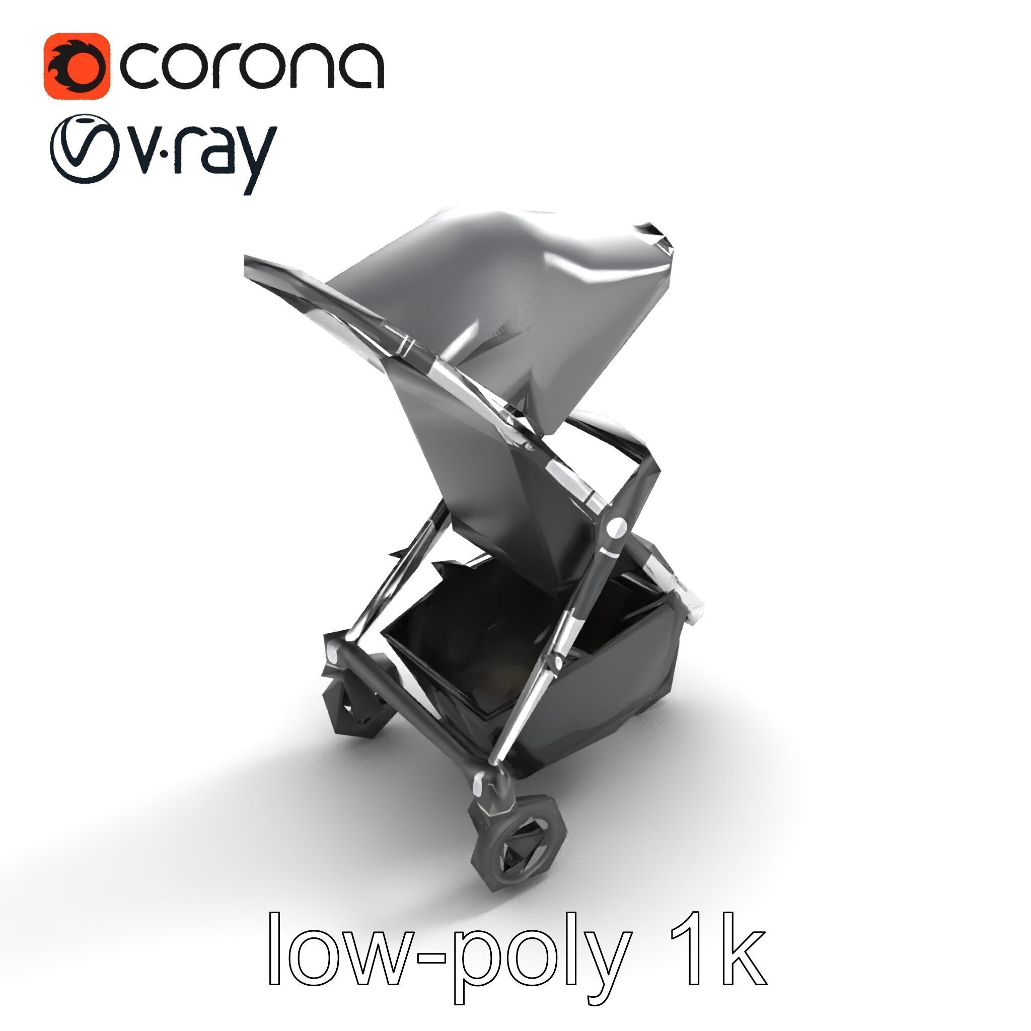 Lightweight Umbrella Stroller with Safety Belts model pack Low-poly 3D model_8