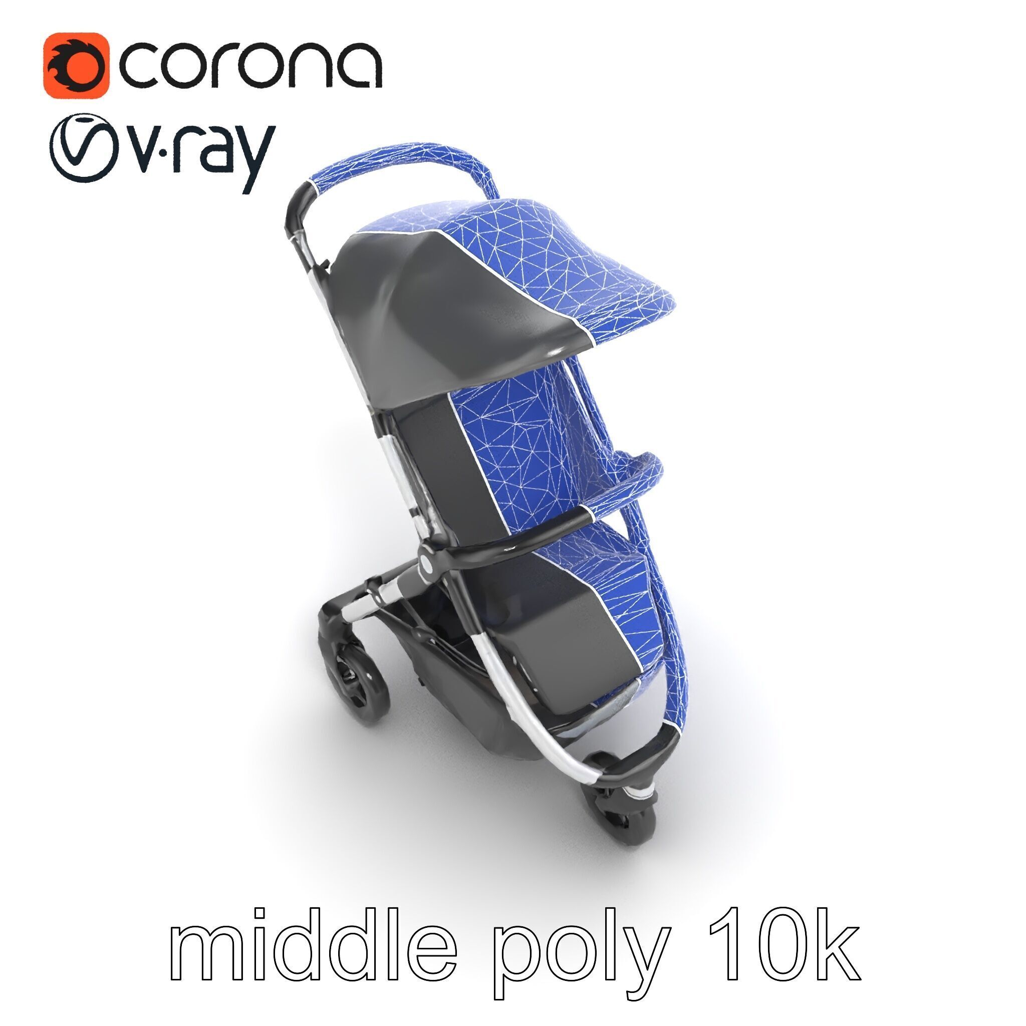 Lightweight Umbrella Stroller with Safety Belts model pack Low-poly 3D model_30