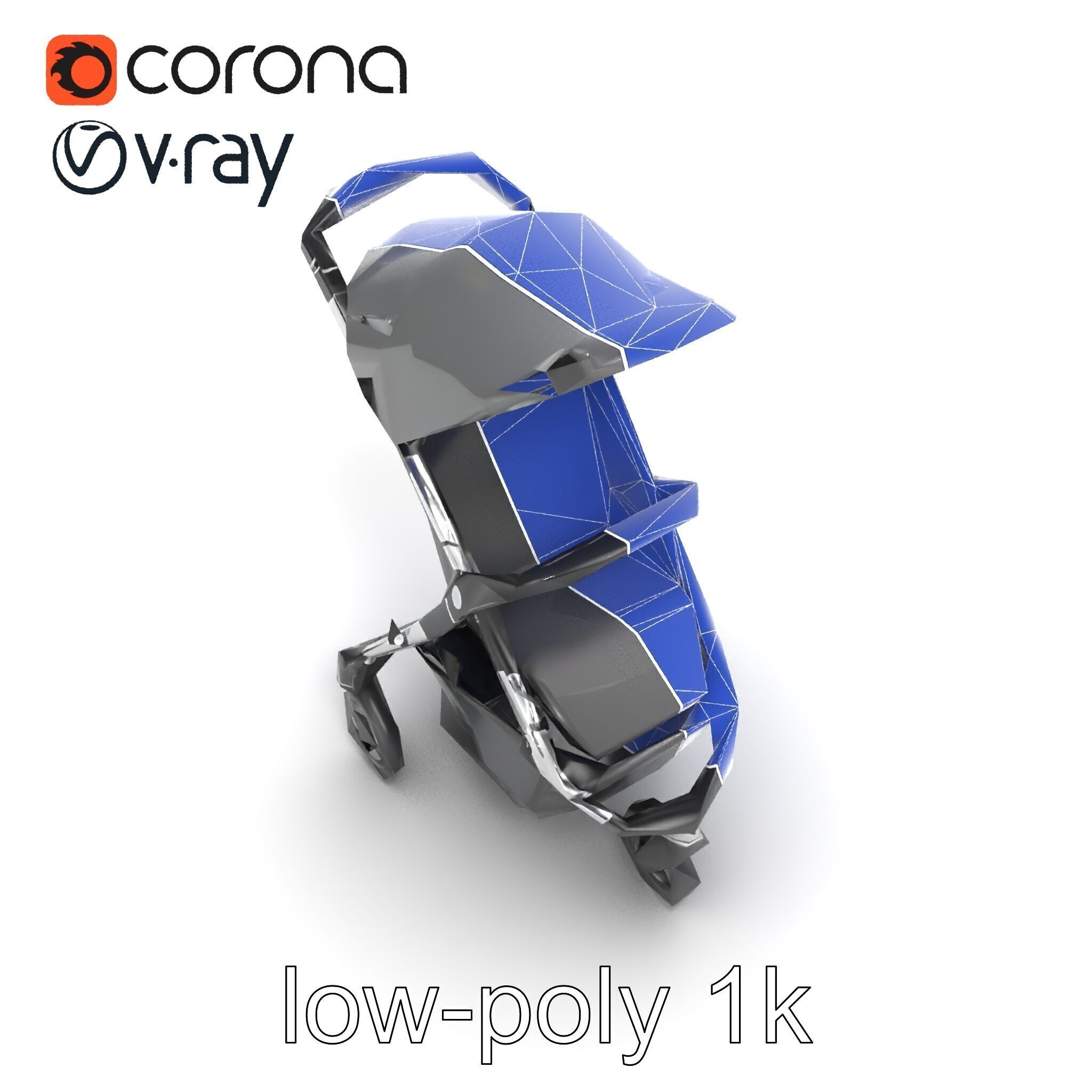 Lightweight Umbrella Stroller with Safety Belts model pack Low-poly 3D model_28