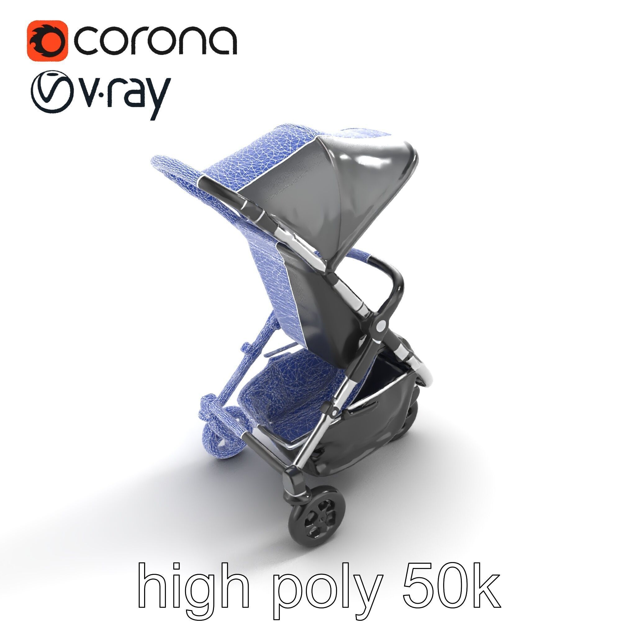 Lightweight Umbrella Stroller with Safety Belts model pack Low-poly 3D model_12