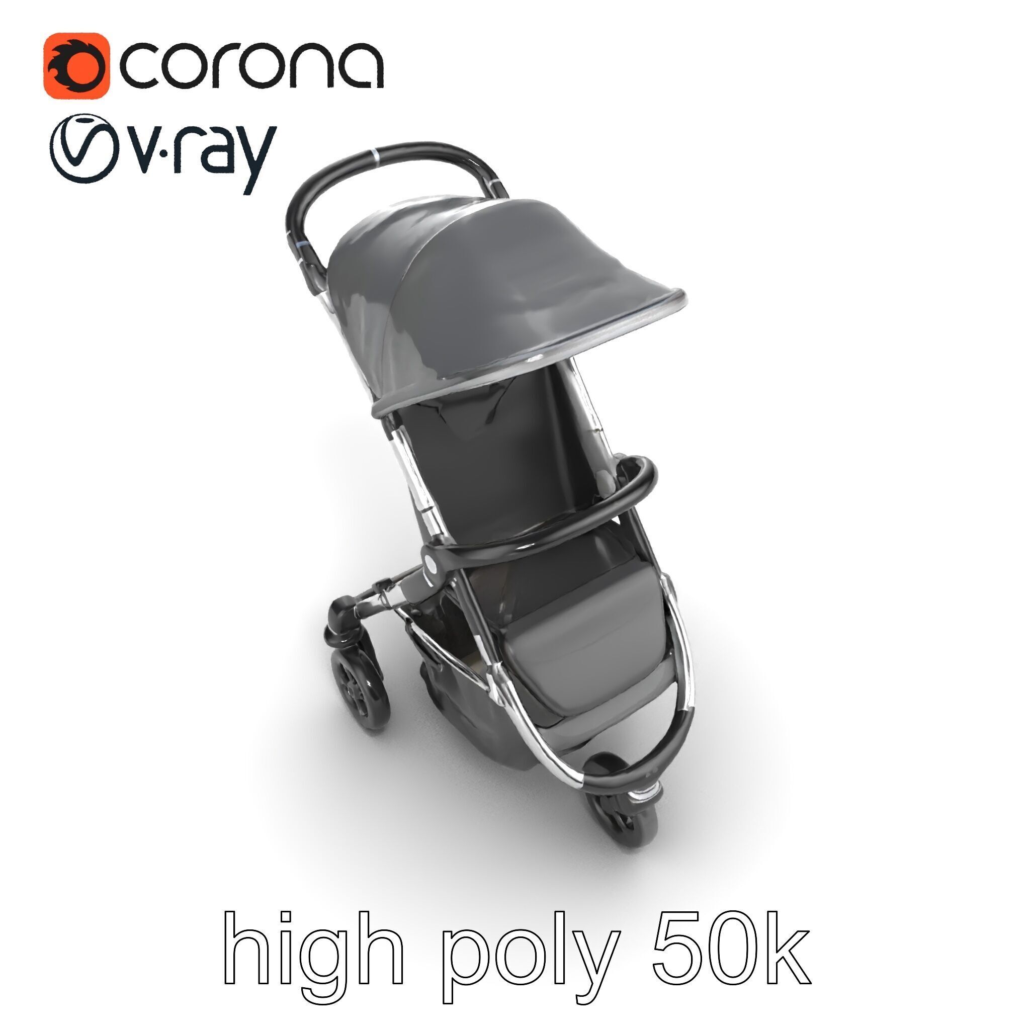 Lightweight Umbrella Stroller with Safety Belts model pack Low-poly 3D model_14