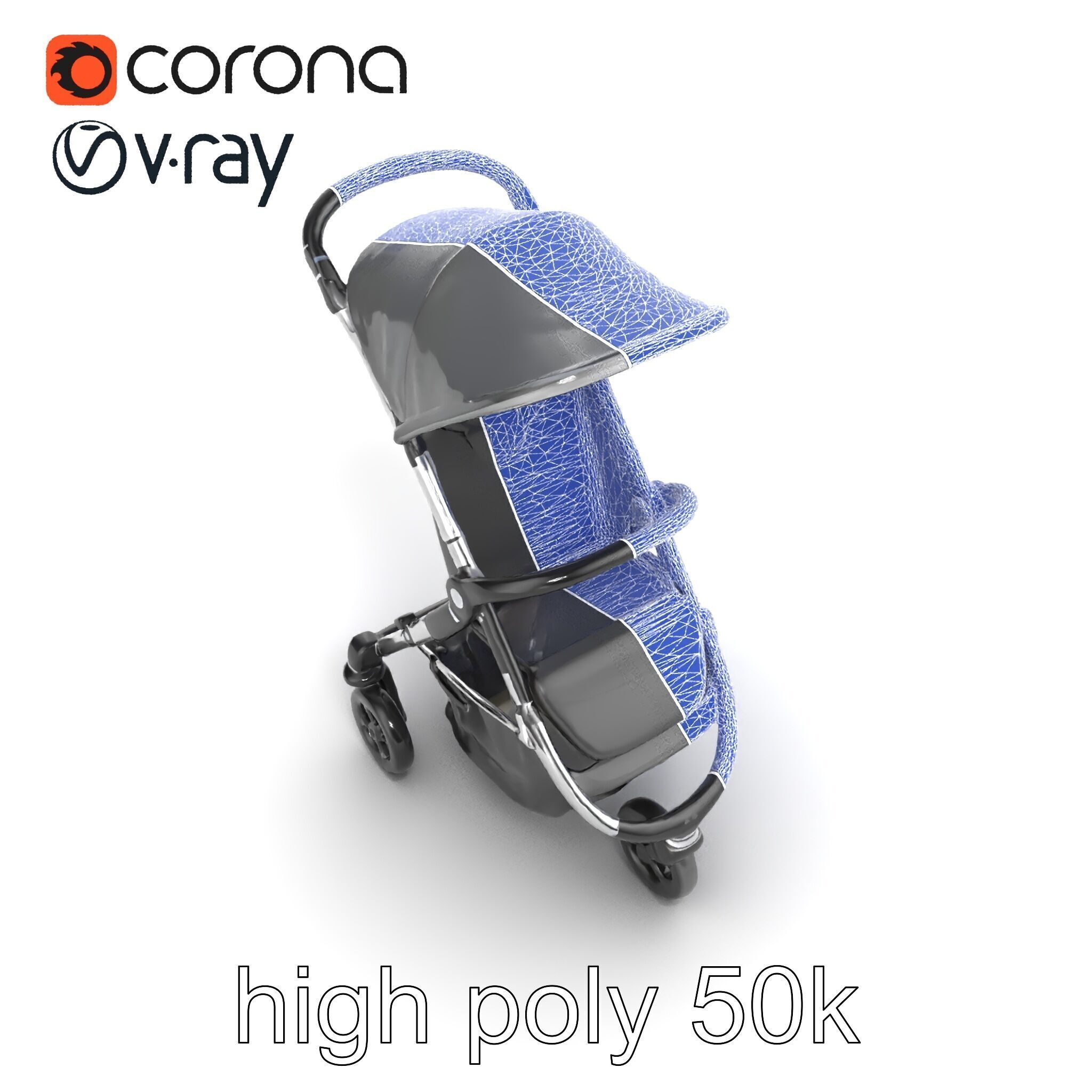 Lightweight Umbrella Stroller with Safety Belts model pack Low-poly 3D model_15