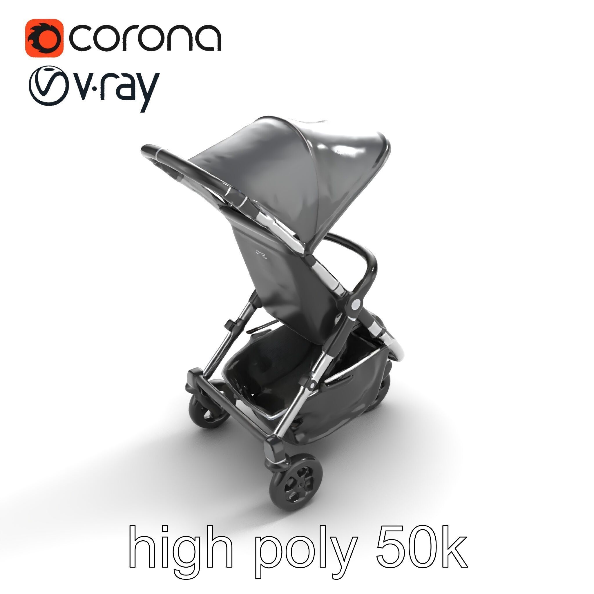 Lightweight Umbrella Stroller with Safety Belts model pack Low-poly 3D model_9