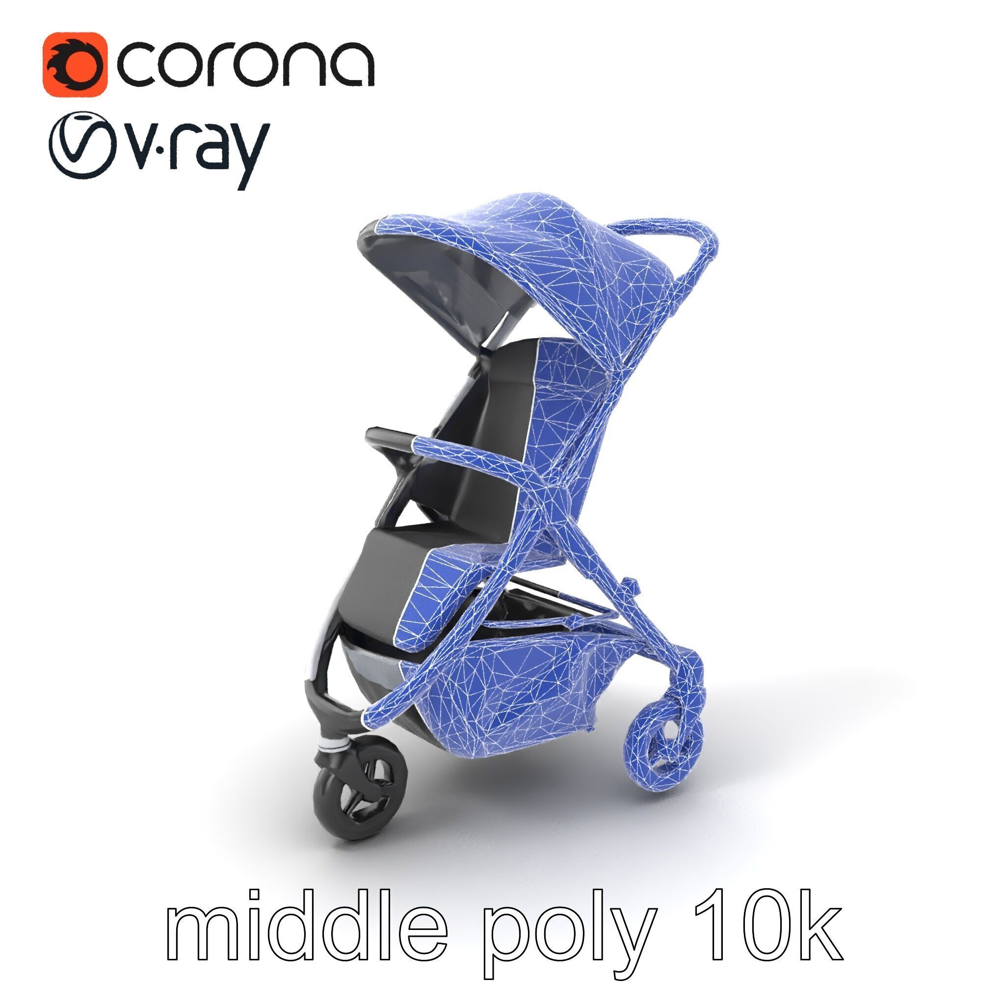 Lightweight Umbrella Stroller with Safety Belts model pack Low-poly 3D model_5
