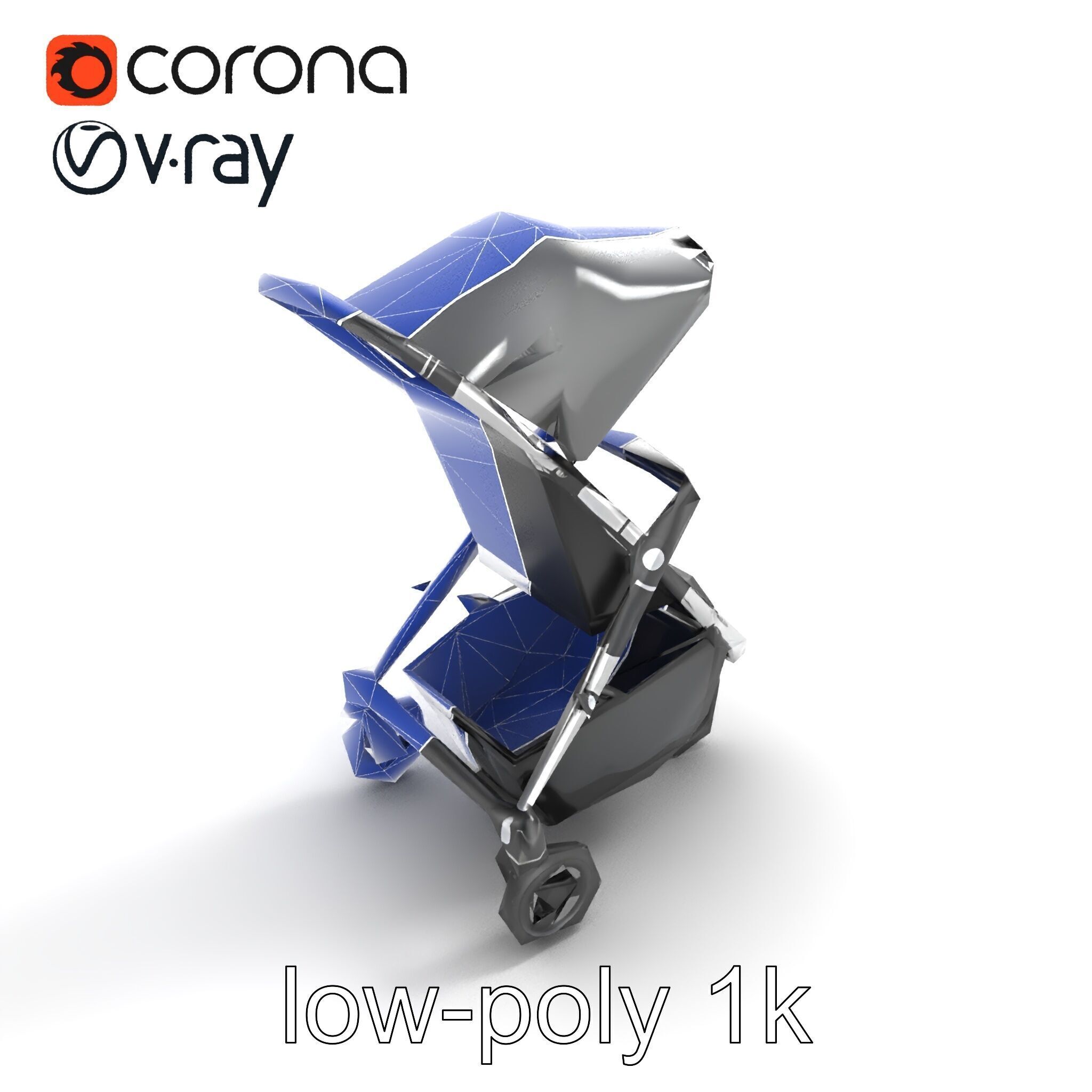 Lightweight Umbrella Stroller with Safety Belts model pack Low-poly 3D model_16
