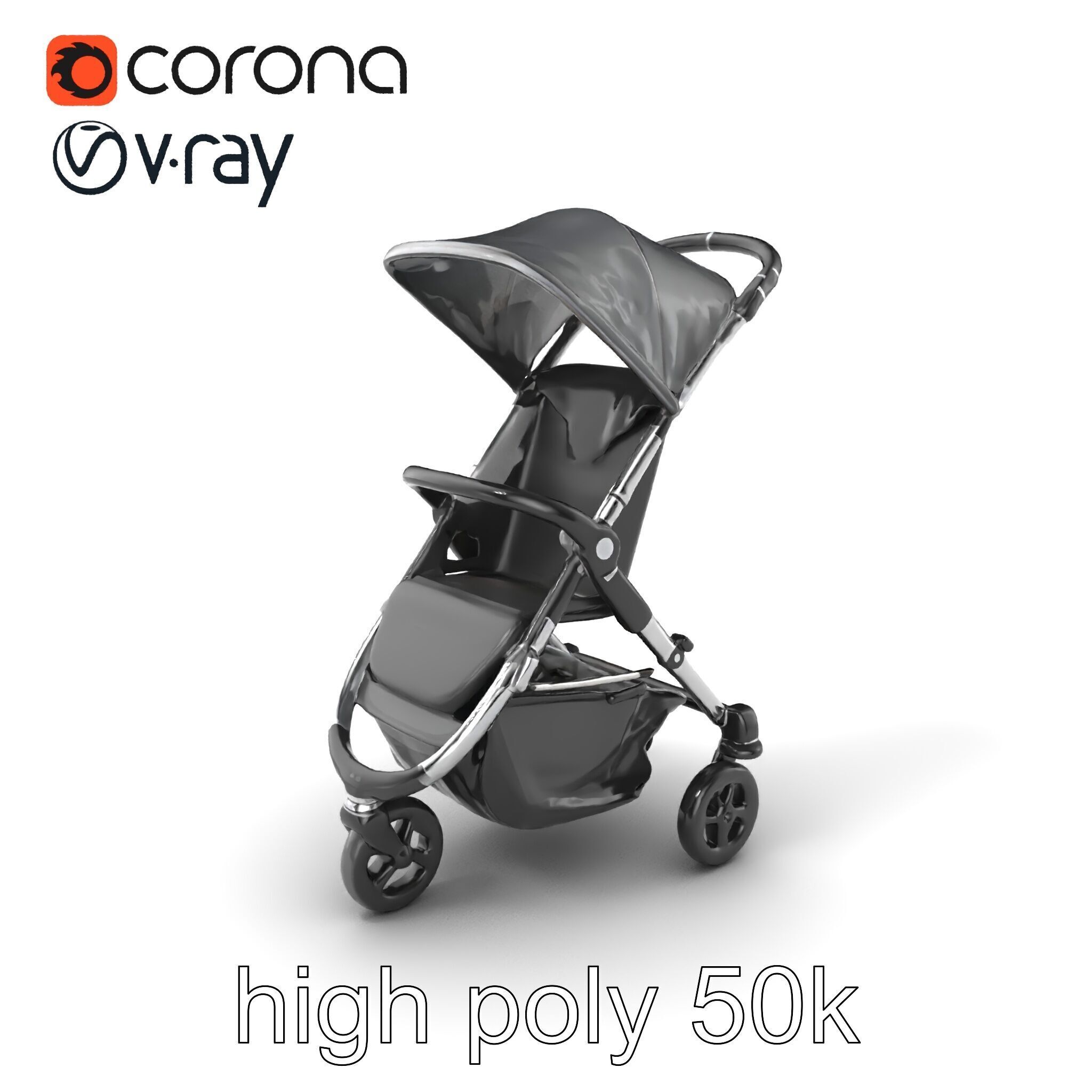 Lightweight Umbrella Stroller with Safety Belts model pack Low-poly 3D model_2