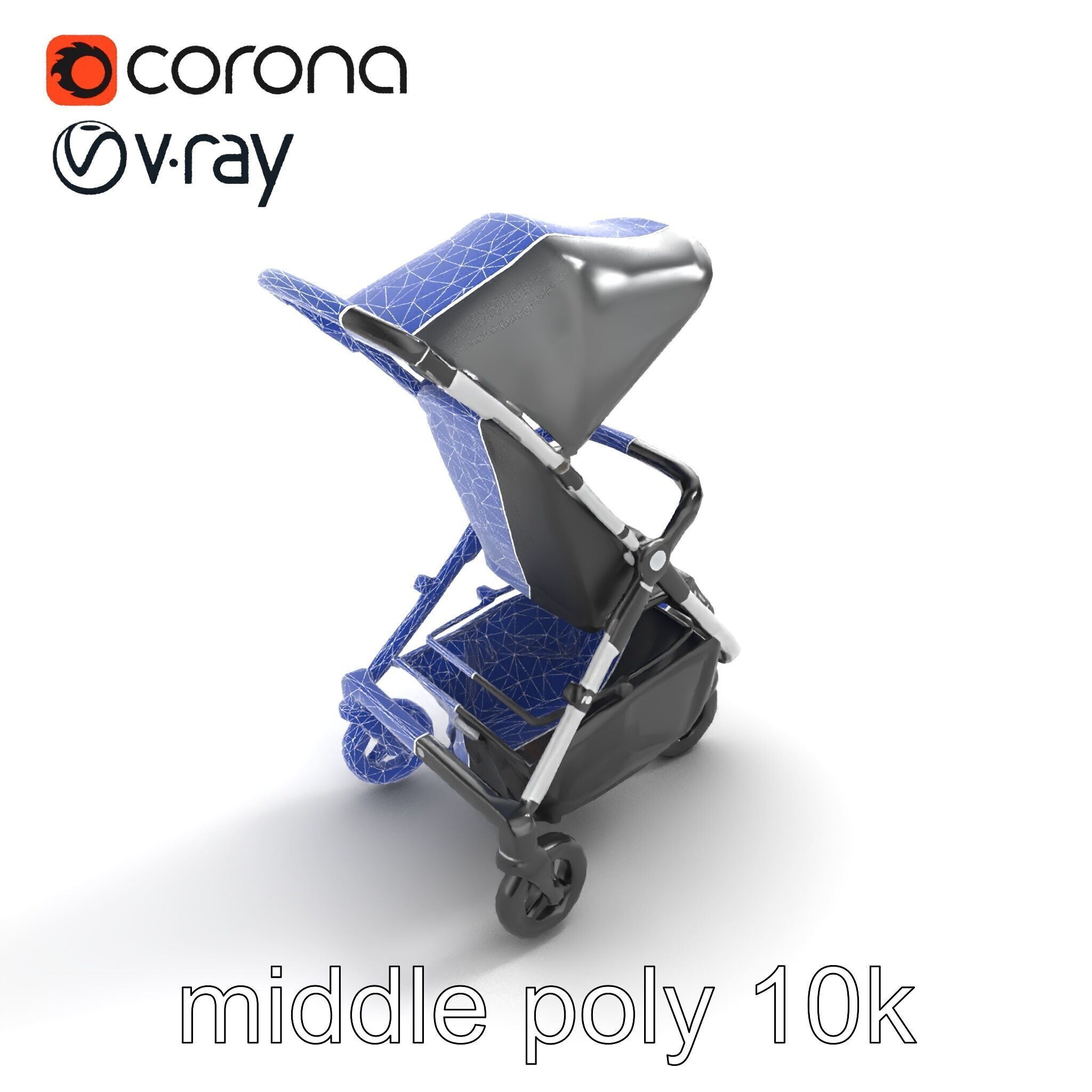 Lightweight Umbrella Stroller with Safety Belts model pack Low-poly 3D model_10