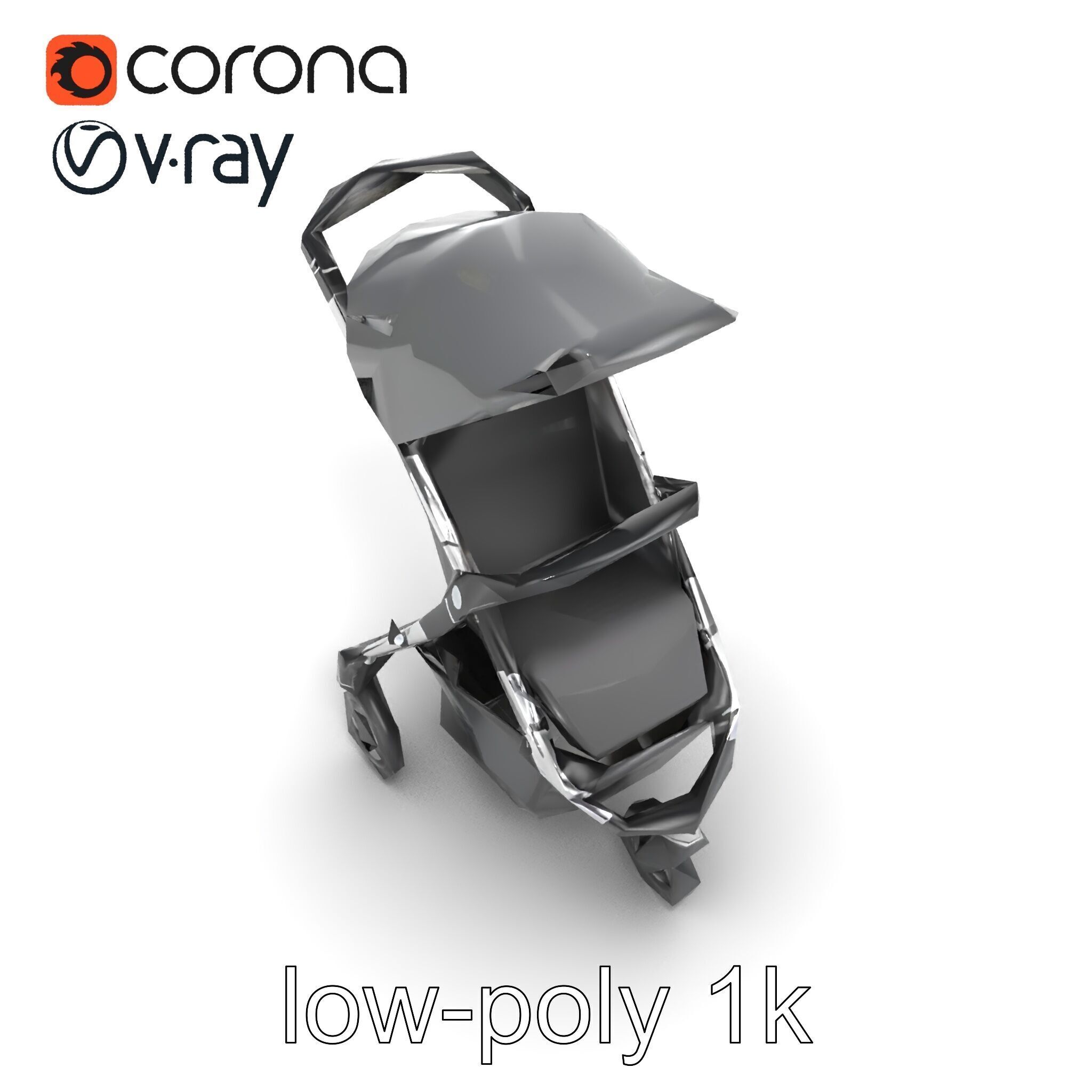 Lightweight Umbrella Stroller with Safety Belts model pack Low-poly 3D model_18
