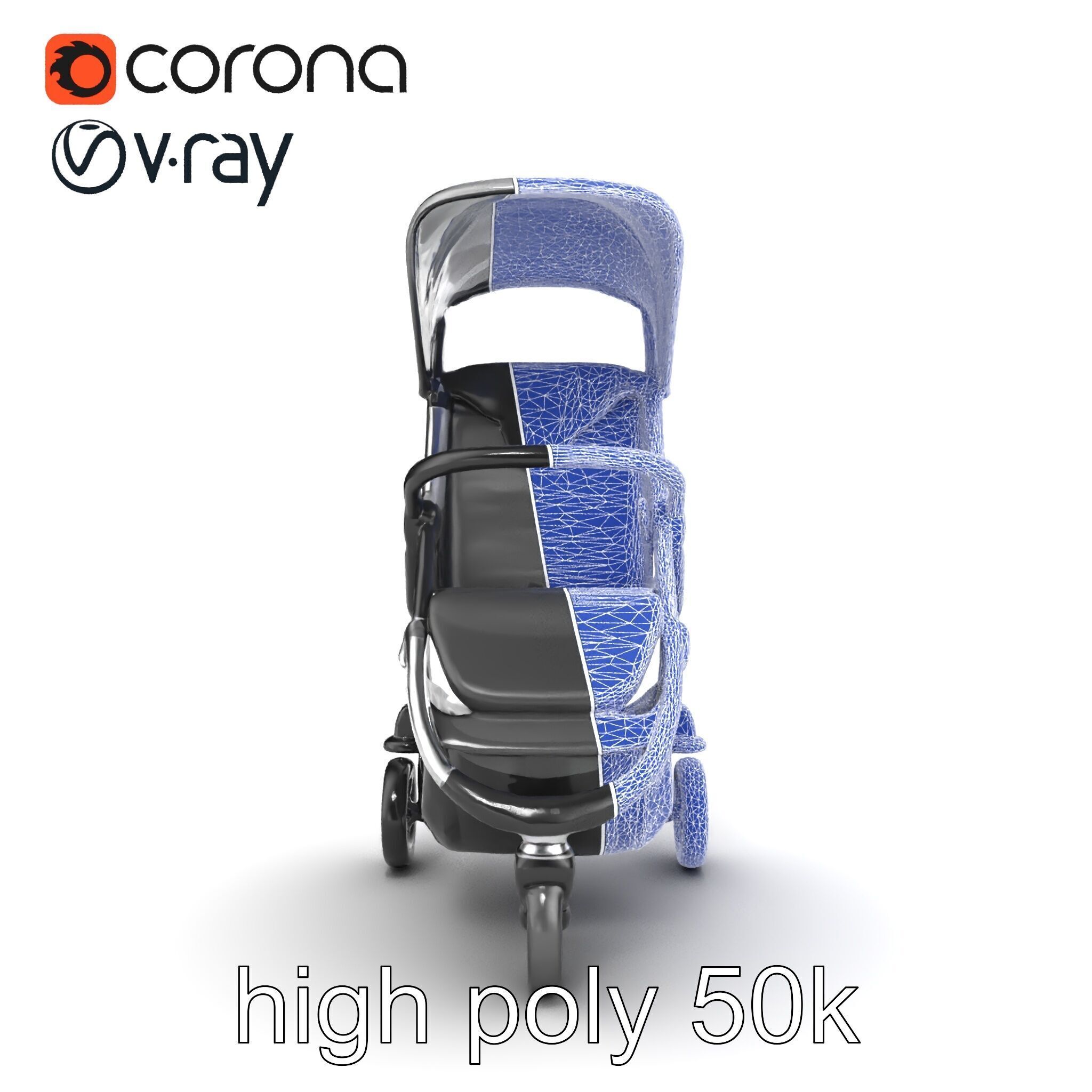 Lightweight Umbrella Stroller with Safety Belts model pack Low-poly 3D model_29