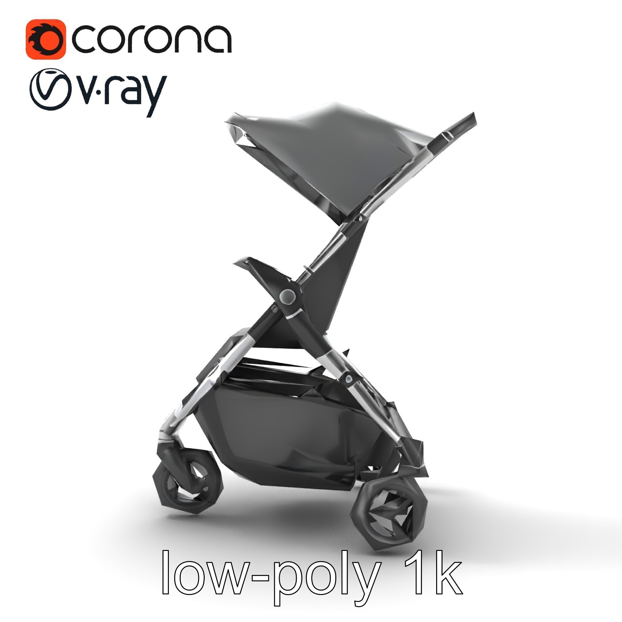 Lightweight Umbrella Stroller with Safety Belts model pack Low-poly 3D model_22