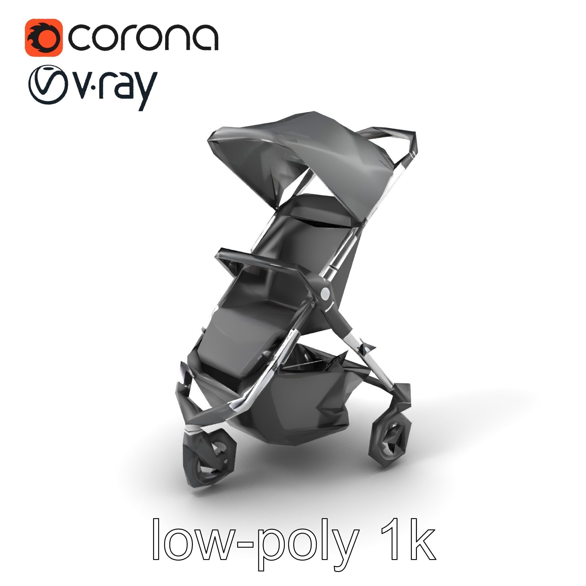Lightweight Umbrella Stroller with Safety Belts model pack Low-poly 3D model_4
