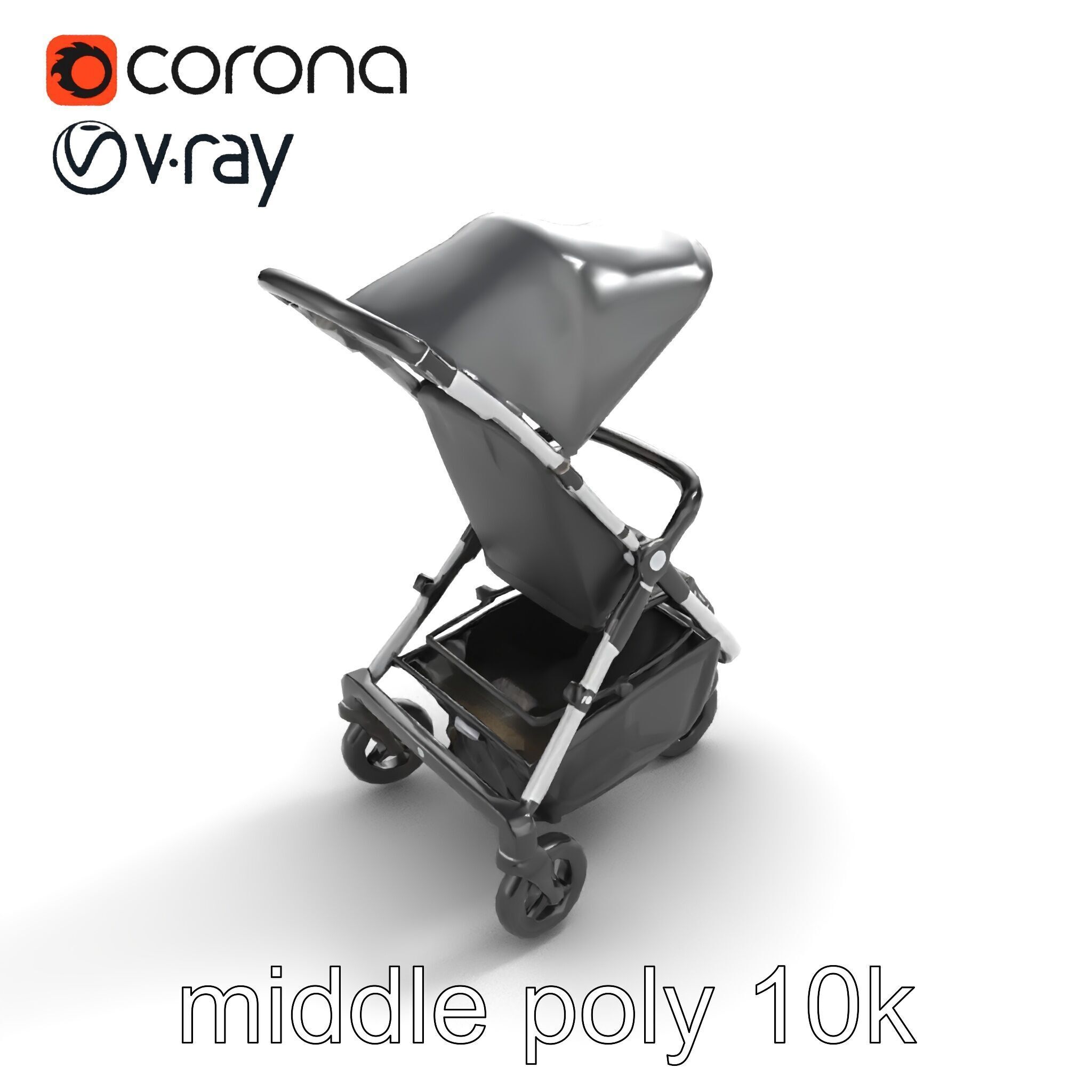 Lightweight Umbrella Stroller with Safety Belts model pack Low-poly 3D model_7