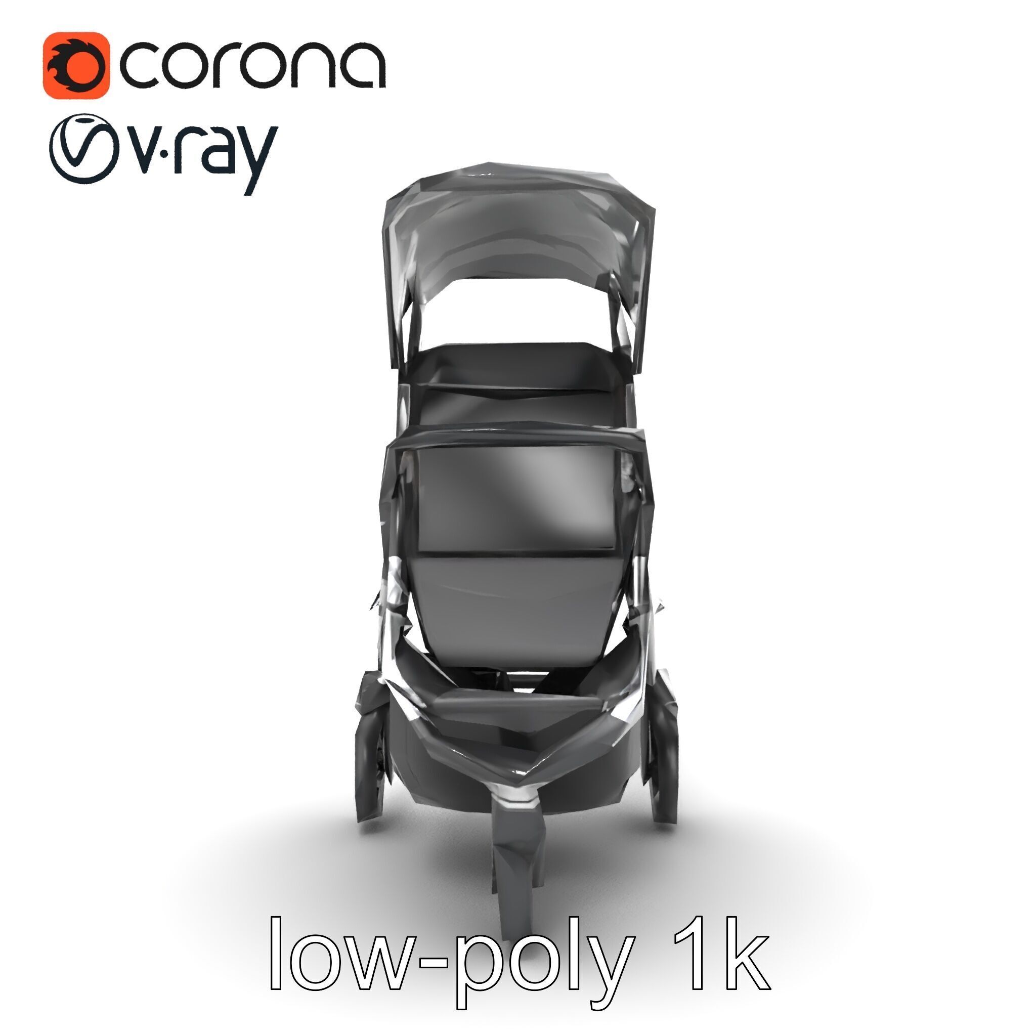 Lightweight Umbrella Stroller with Safety Belts model pack Low-poly 3D model_23