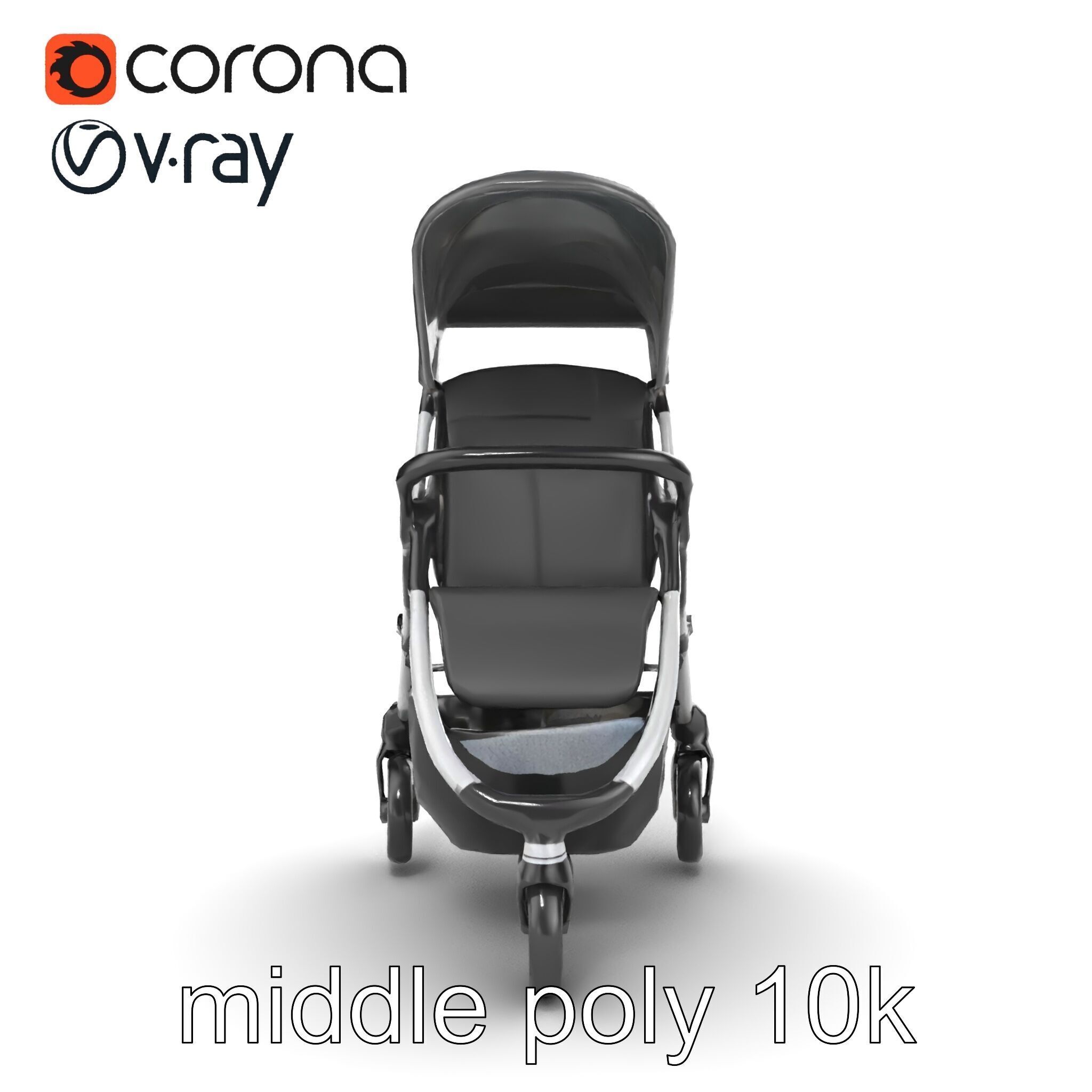 Lightweight Umbrella Stroller with Safety Belts model pack Low-poly 3D model_13
