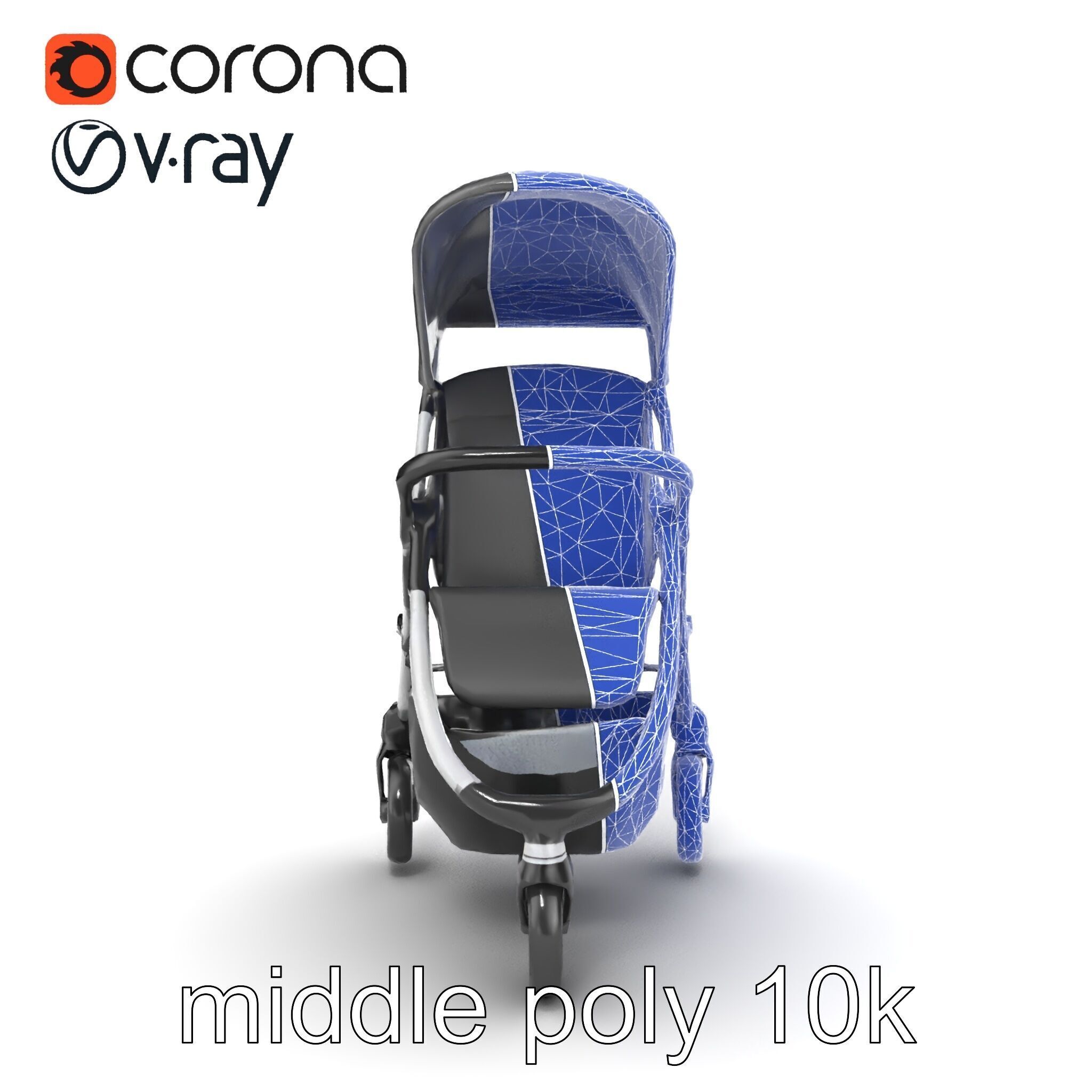 Lightweight Umbrella Stroller with Safety Belts model pack Low-poly 3D model_27
