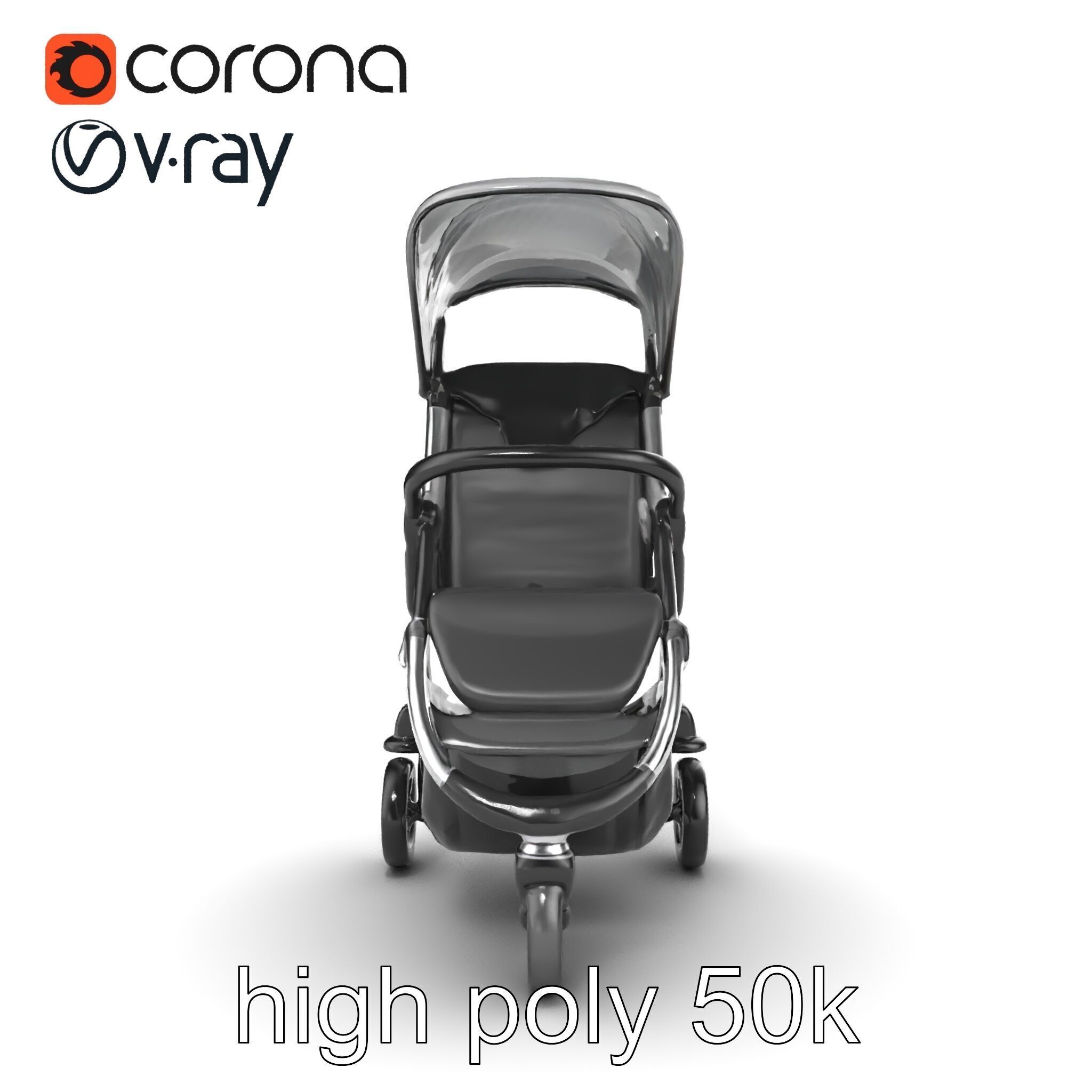 Lightweight Umbrella Stroller with Safety Belts model pack Low-poly 3D model_20