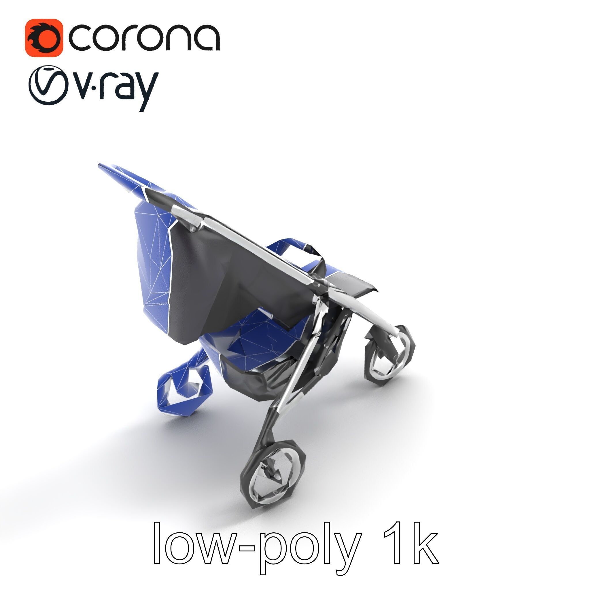 Compact Book-Fold Stroller Model Pack Low-poly 3D model_16