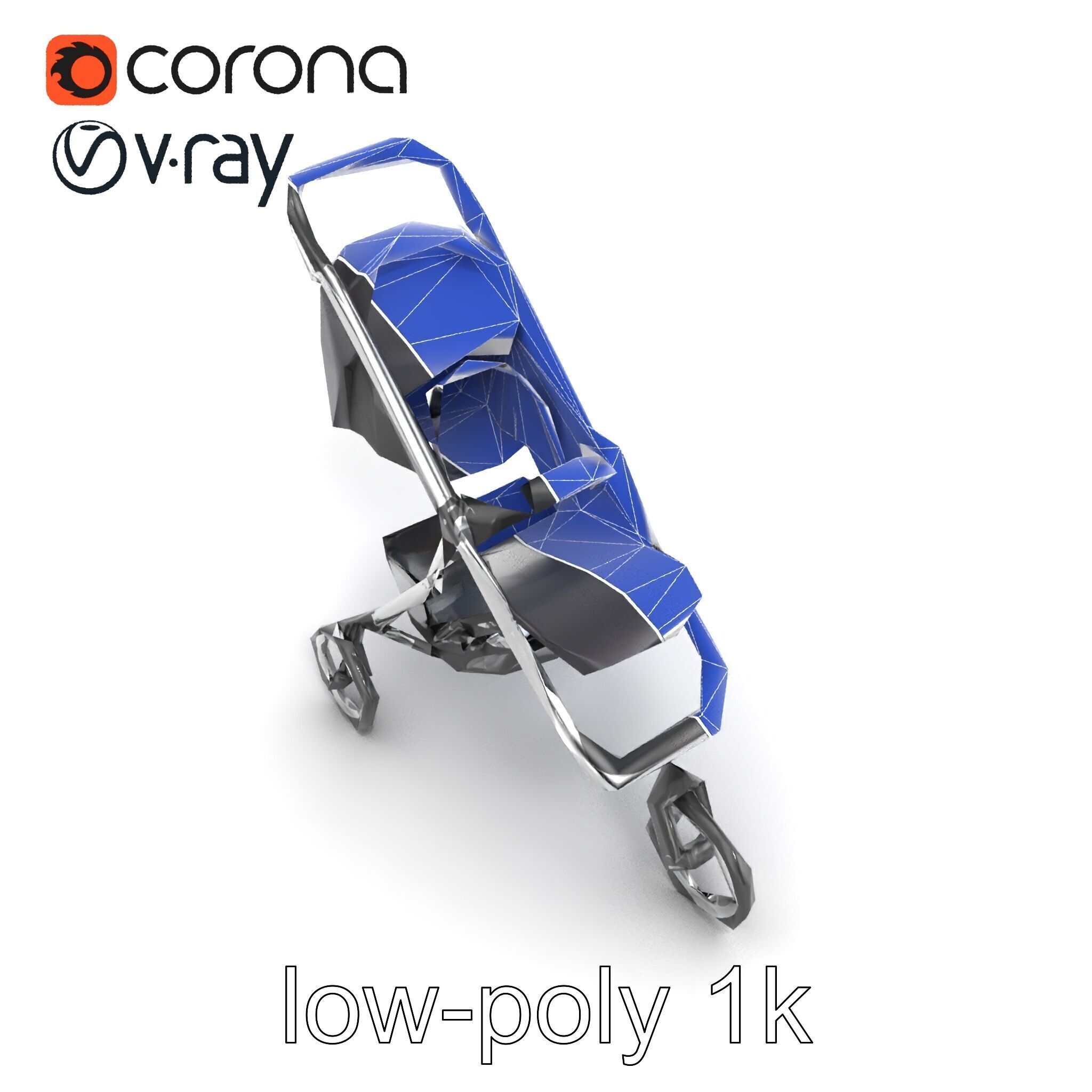 Compact Book-Fold Stroller Model Pack Low-poly 3D model_29