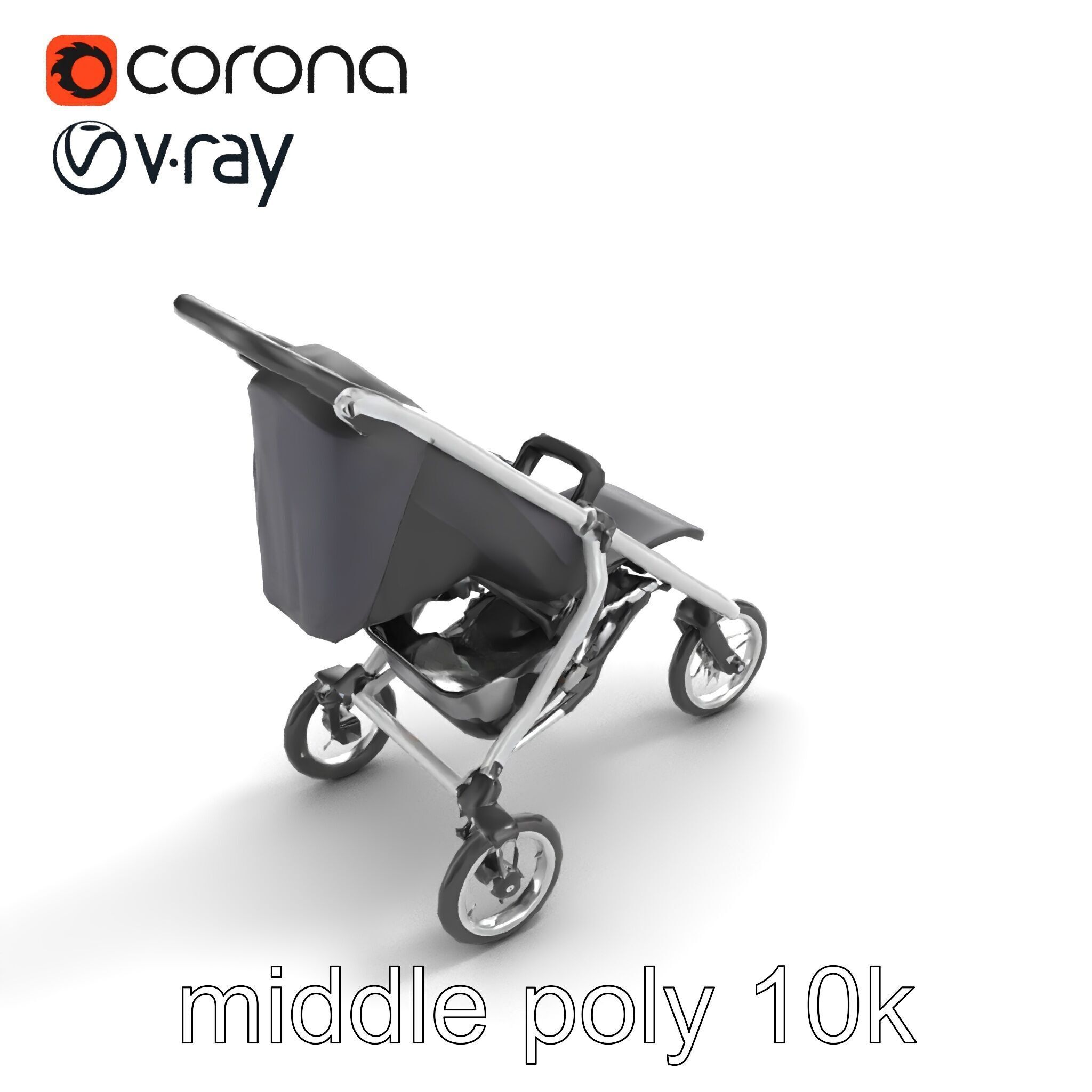 Compact Book-Fold Stroller Model Pack Low-poly 3D model_7
