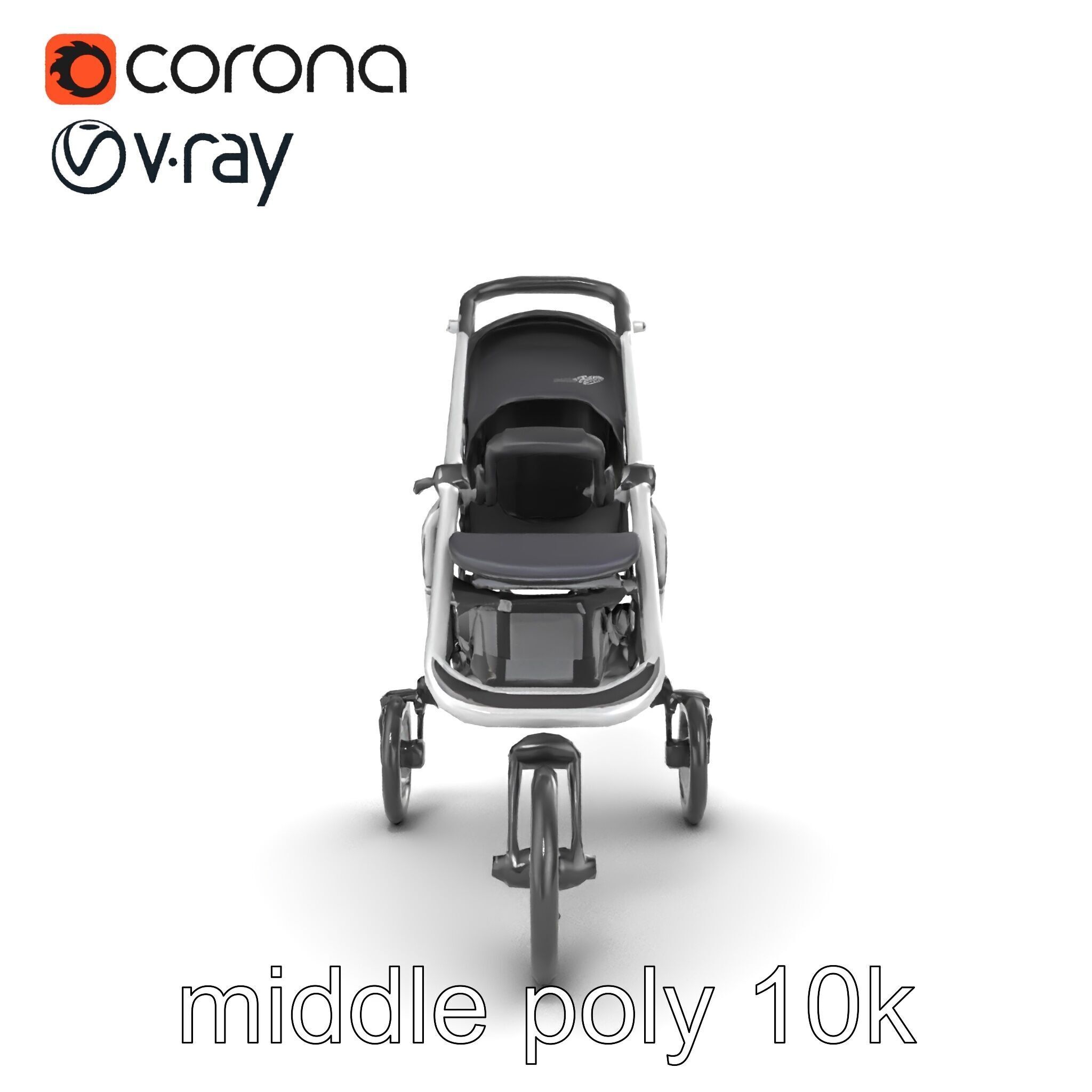 Compact Book-Fold Stroller Model Pack Low-poly 3D model_30