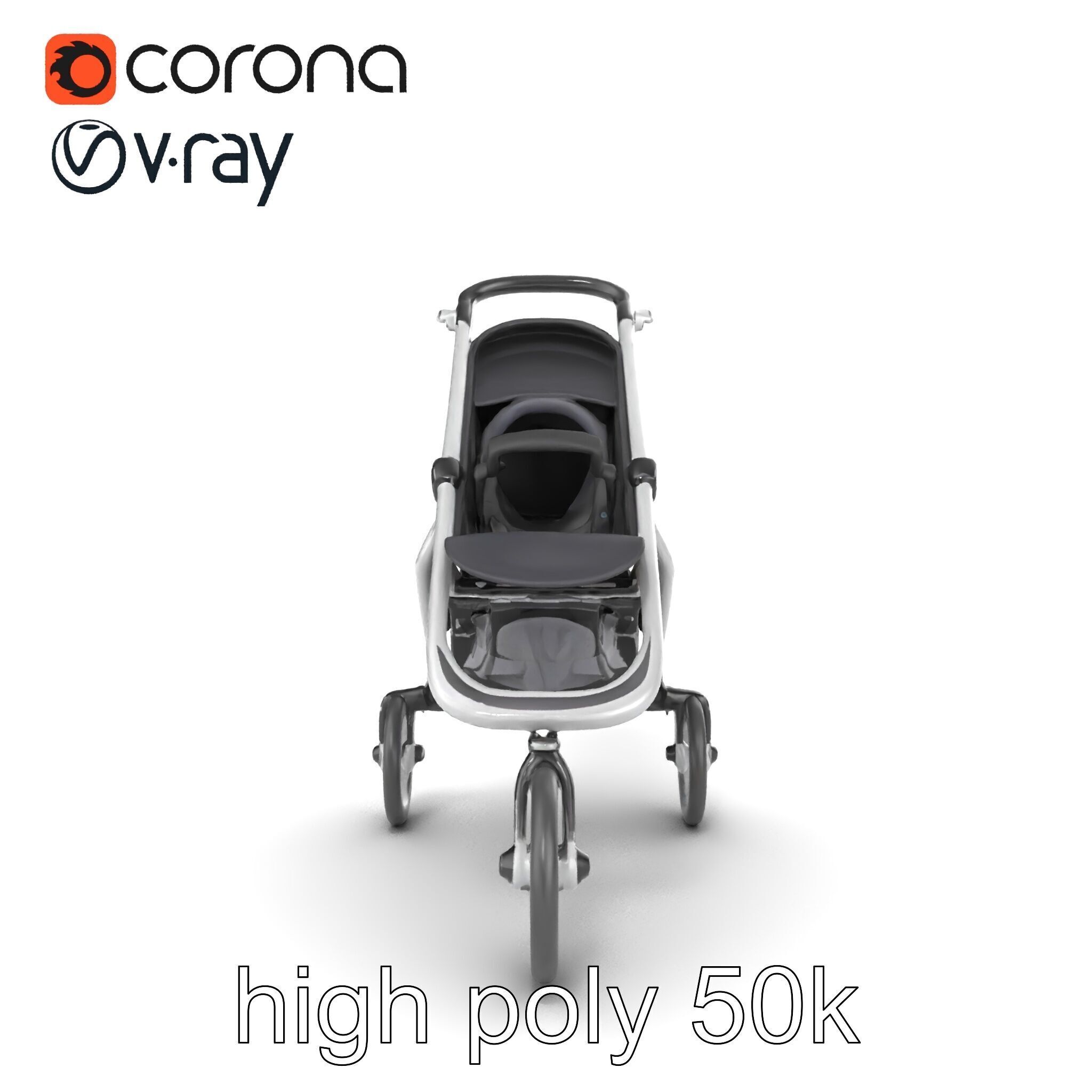Compact Book-Fold Stroller Model Pack Low-poly 3D model_21