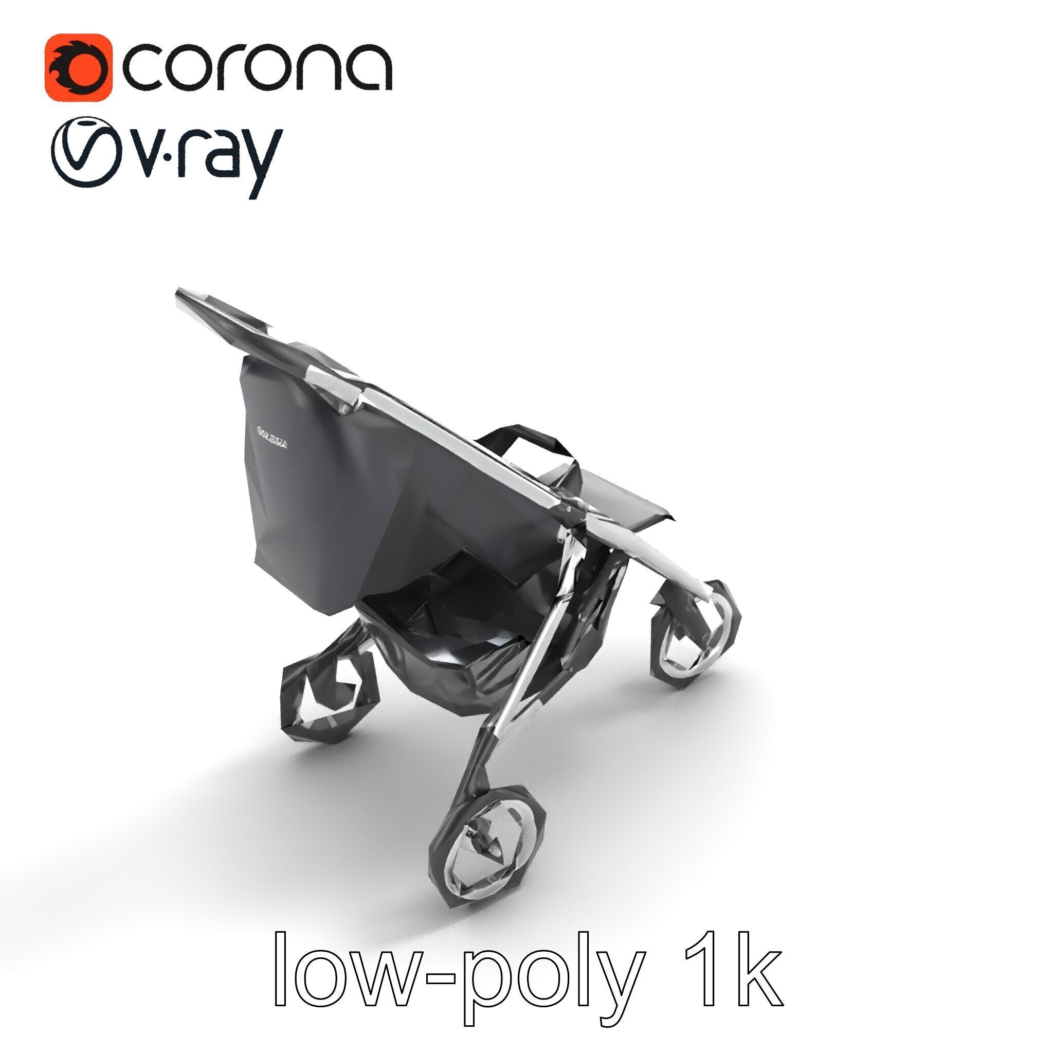 Compact Book-Fold Stroller Model Pack Low-poly 3D model_8