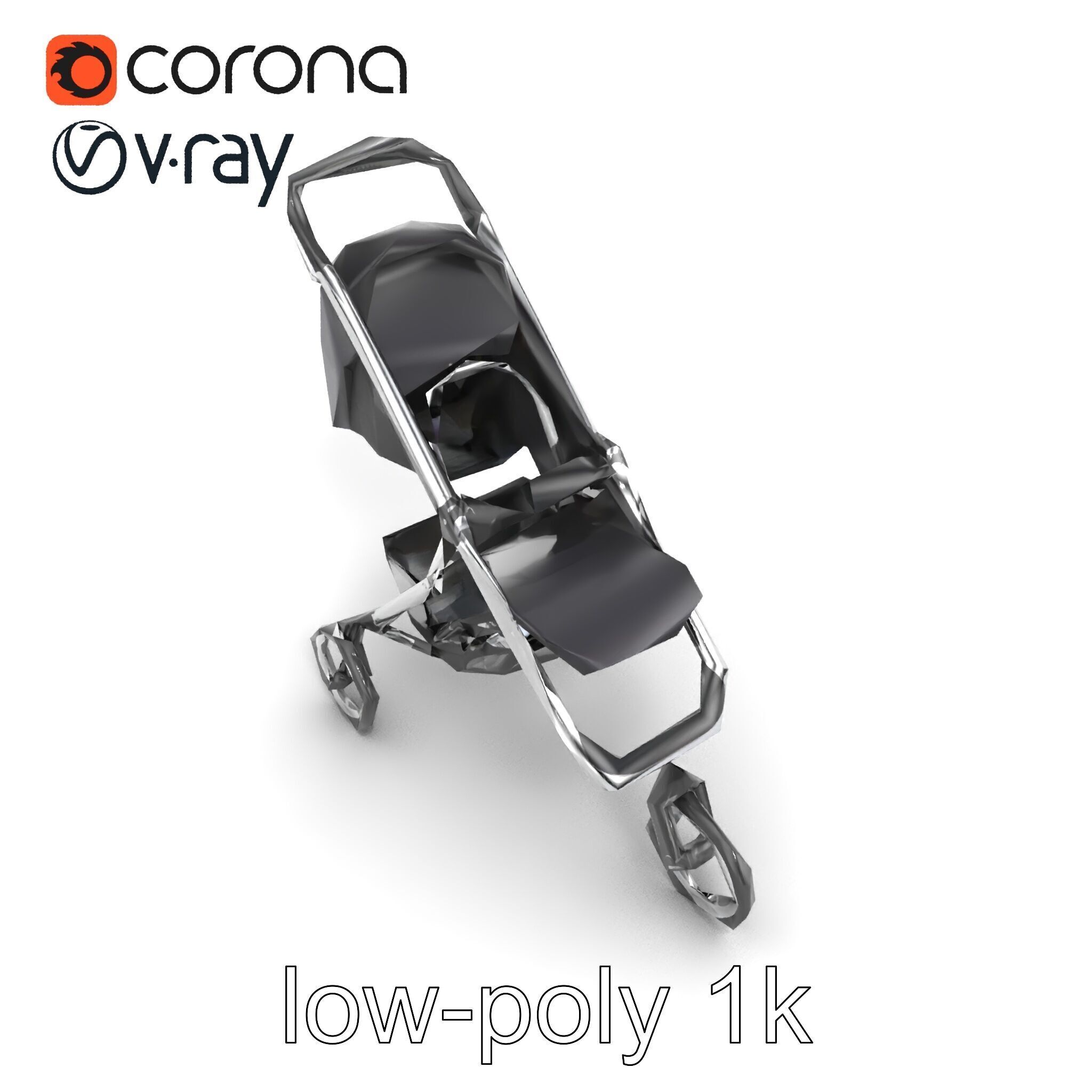Compact Book-Fold Stroller Model Pack Low-poly 3D model_20
