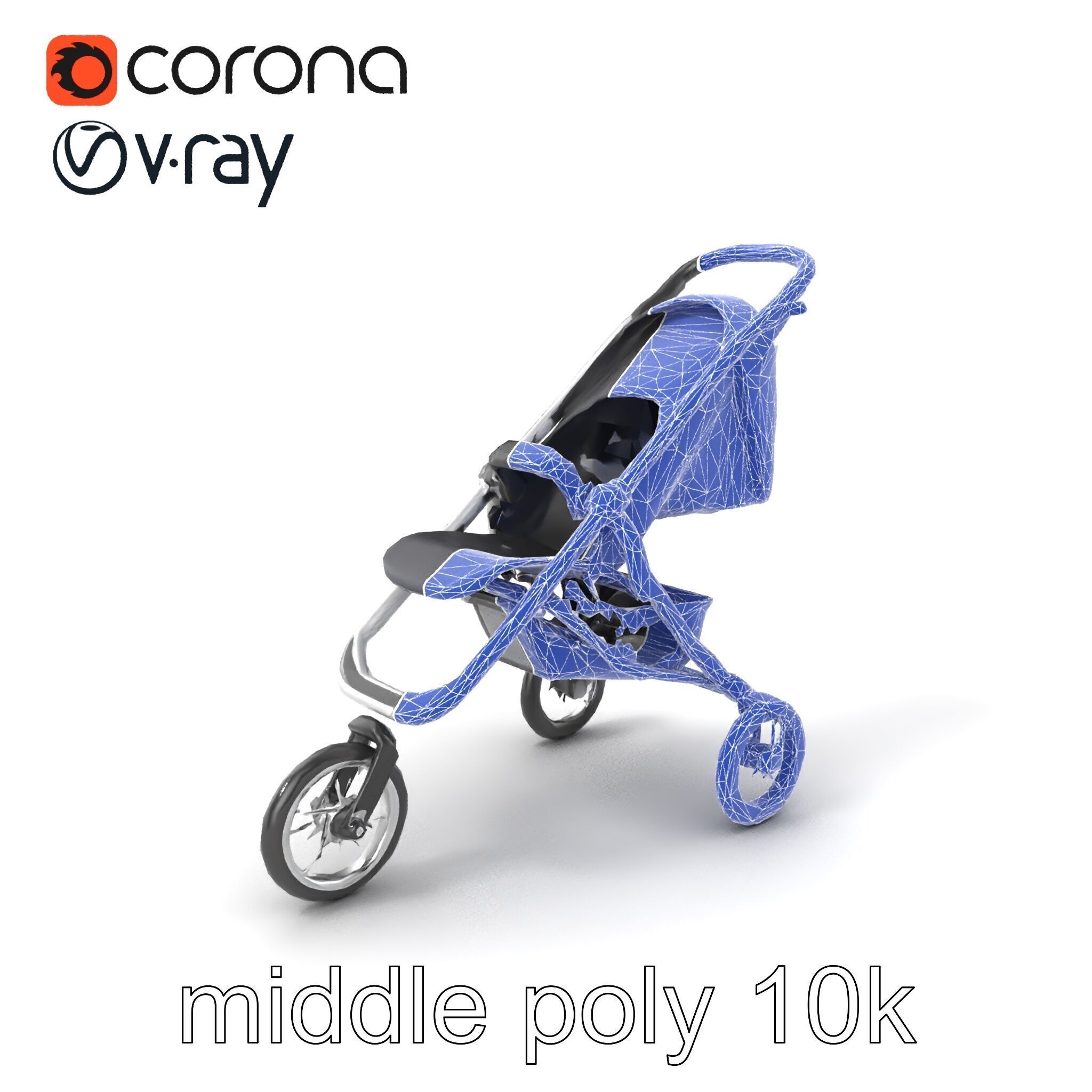 Compact Book-Fold Stroller Model Pack Low-poly 3D model_5