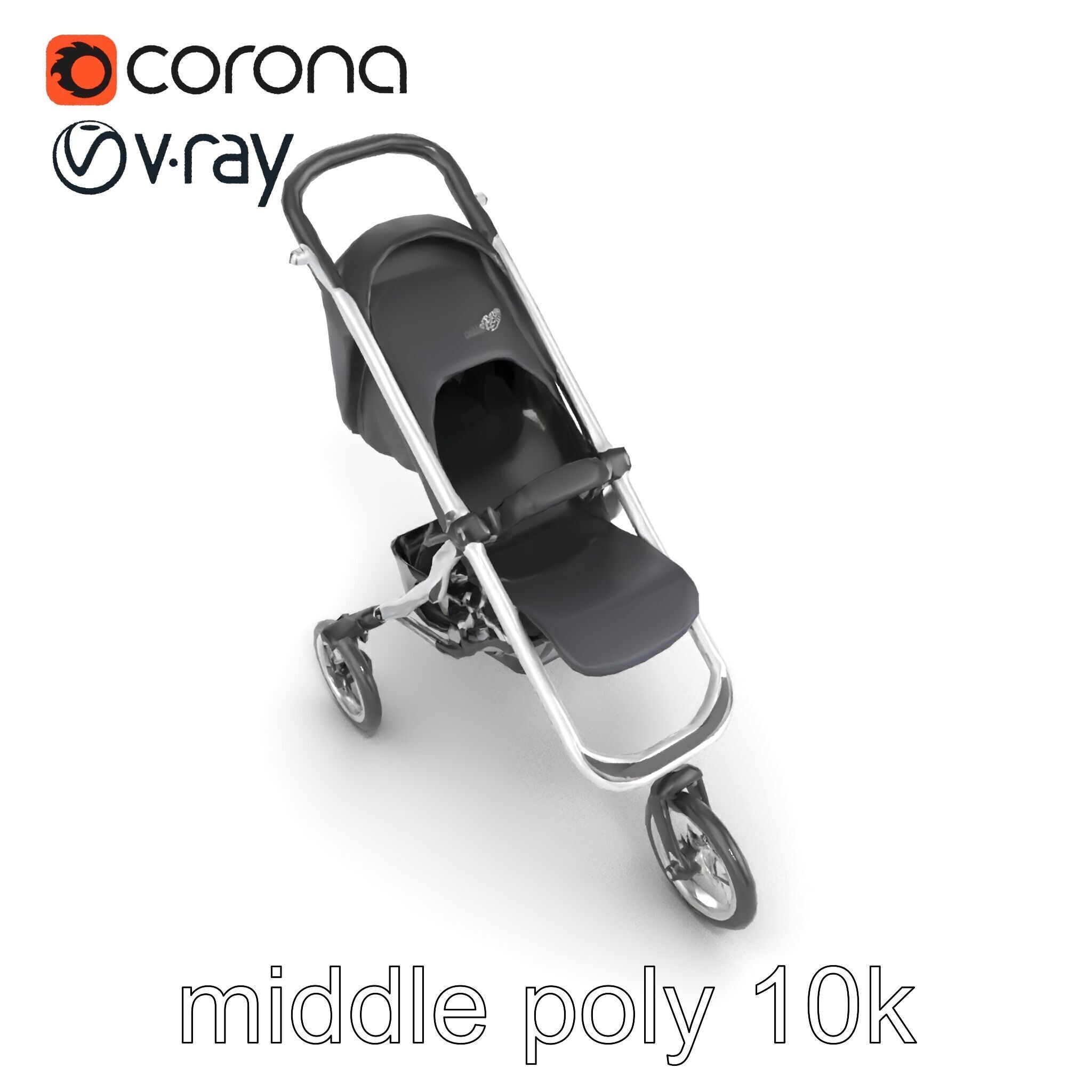 Compact Book-Fold Stroller Model Pack Low-poly 3D model_12