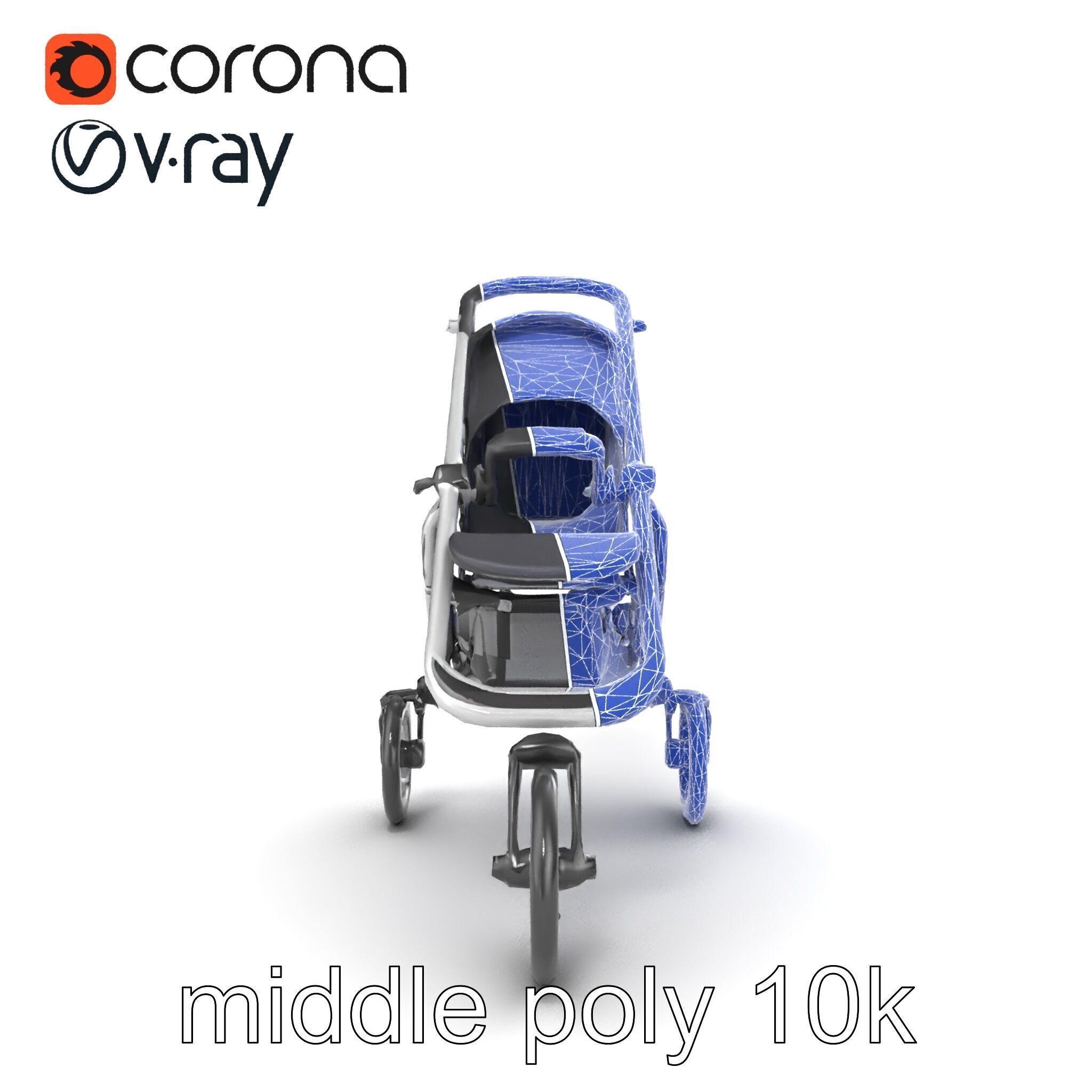 Compact Book-Fold Stroller Model Pack Low-poly 3D model_28