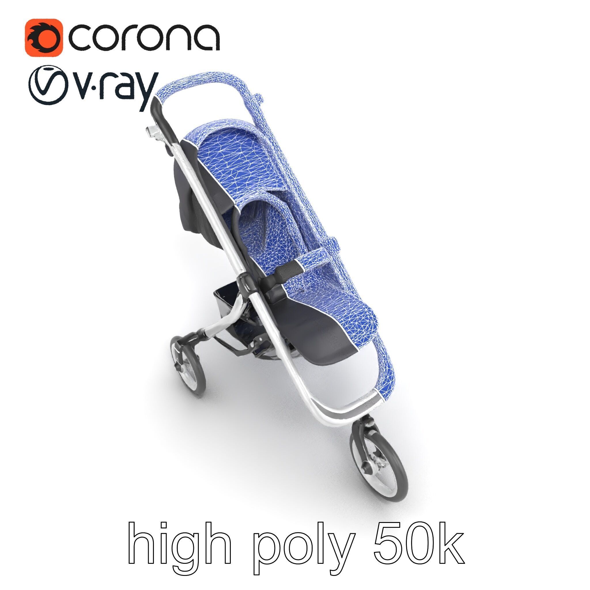 Compact Book-Fold Stroller Model Pack Low-poly 3D model_15