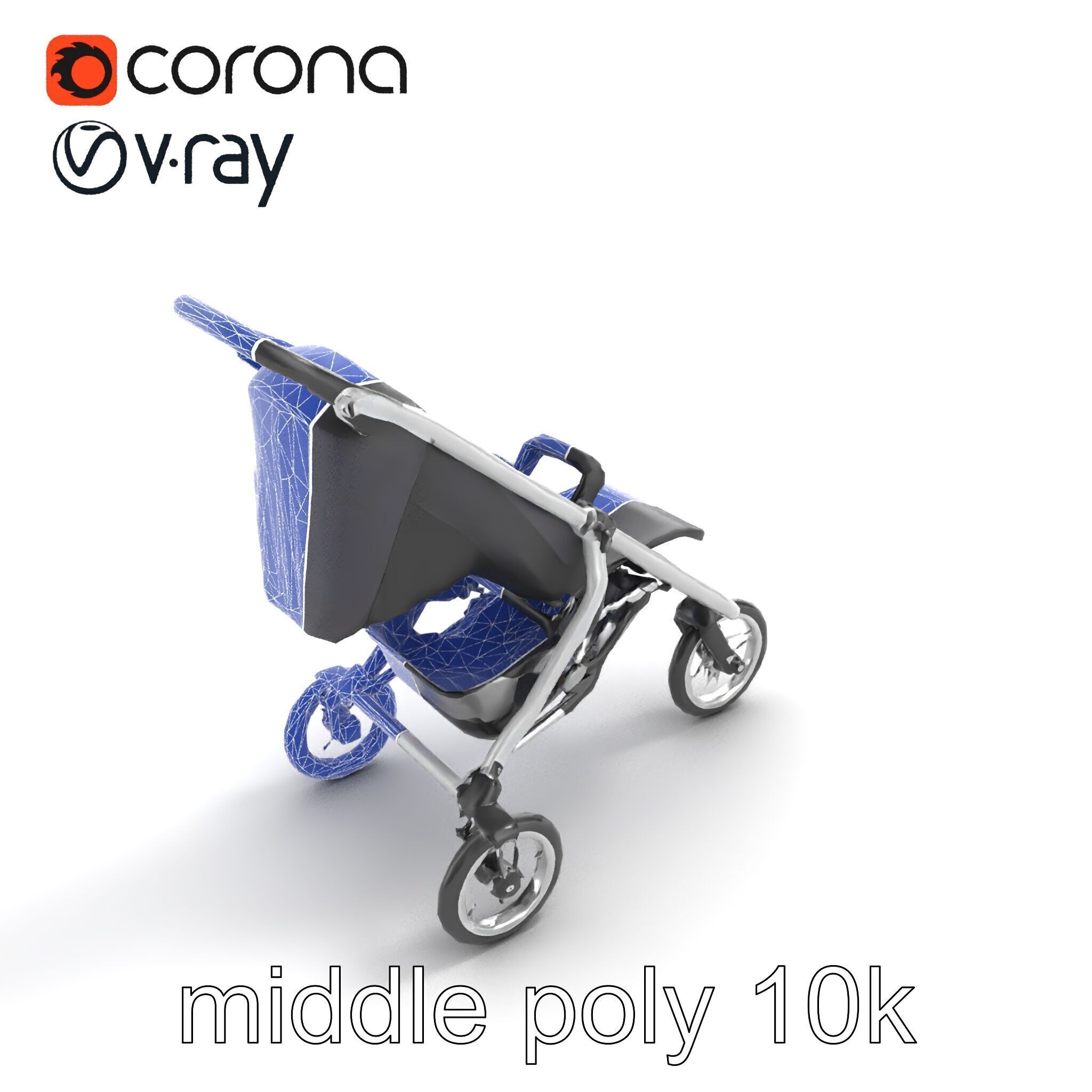 Compact Book-Fold Stroller Model Pack Low-poly 3D model_10