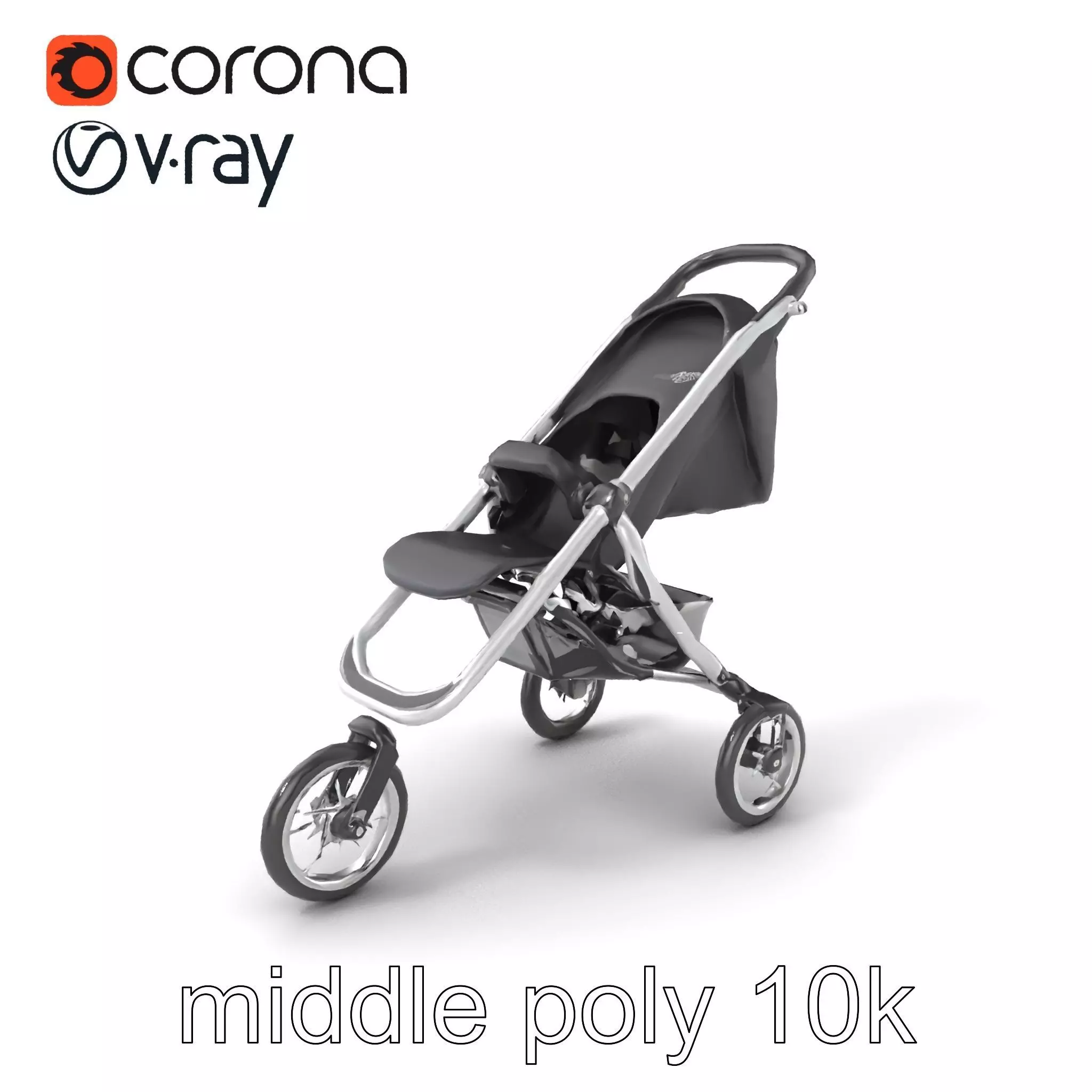 Compact Book-Fold Stroller Model Pack Low-poly 3D model_0
