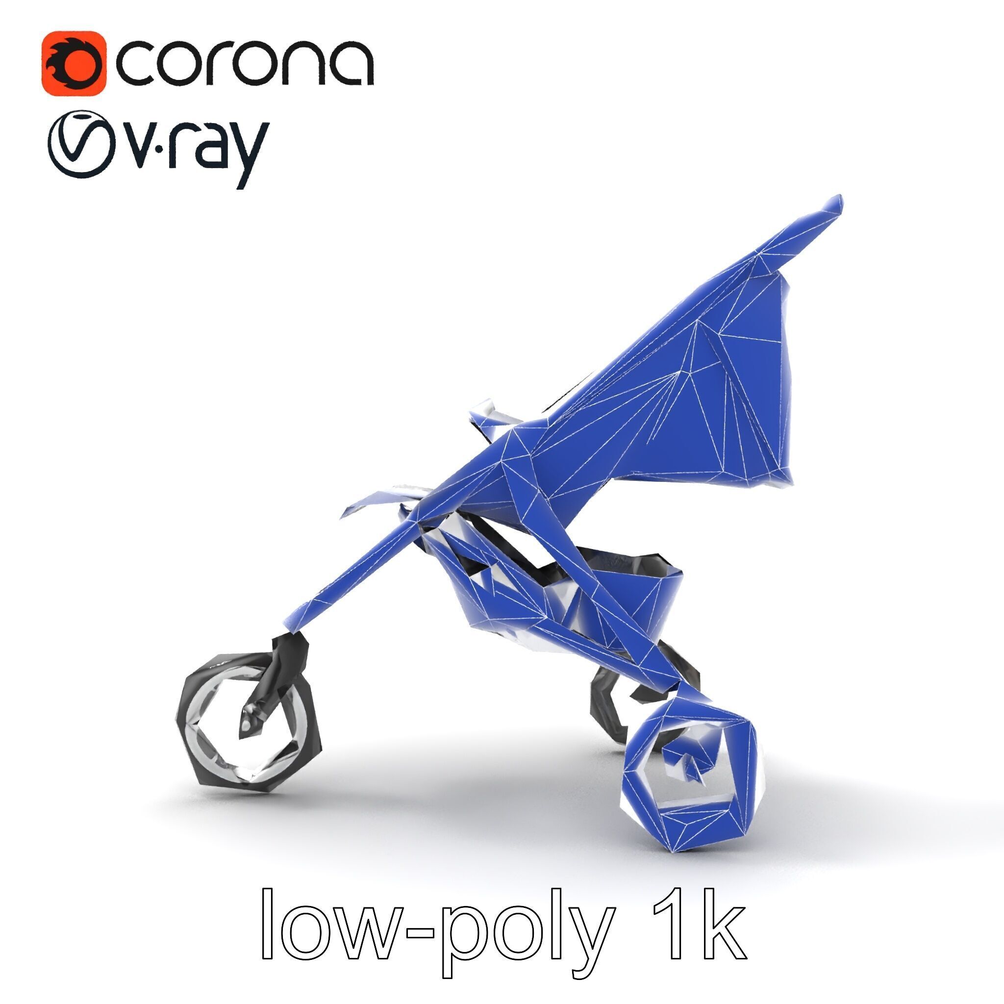Compact Book-Fold Stroller Model Pack Low-poly 3D model_13