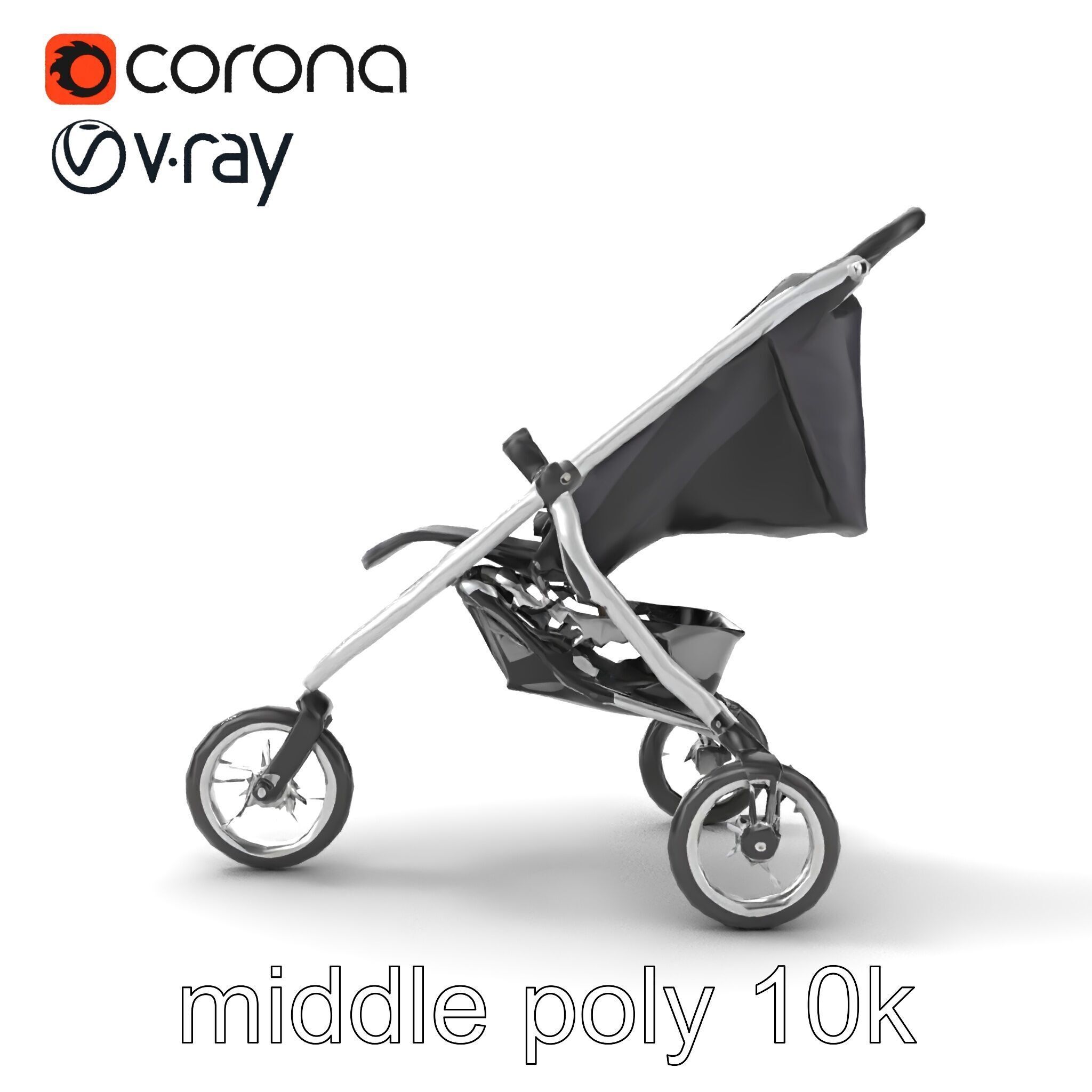 Compact Book-Fold Stroller Model Pack Low-poly 3D model_18