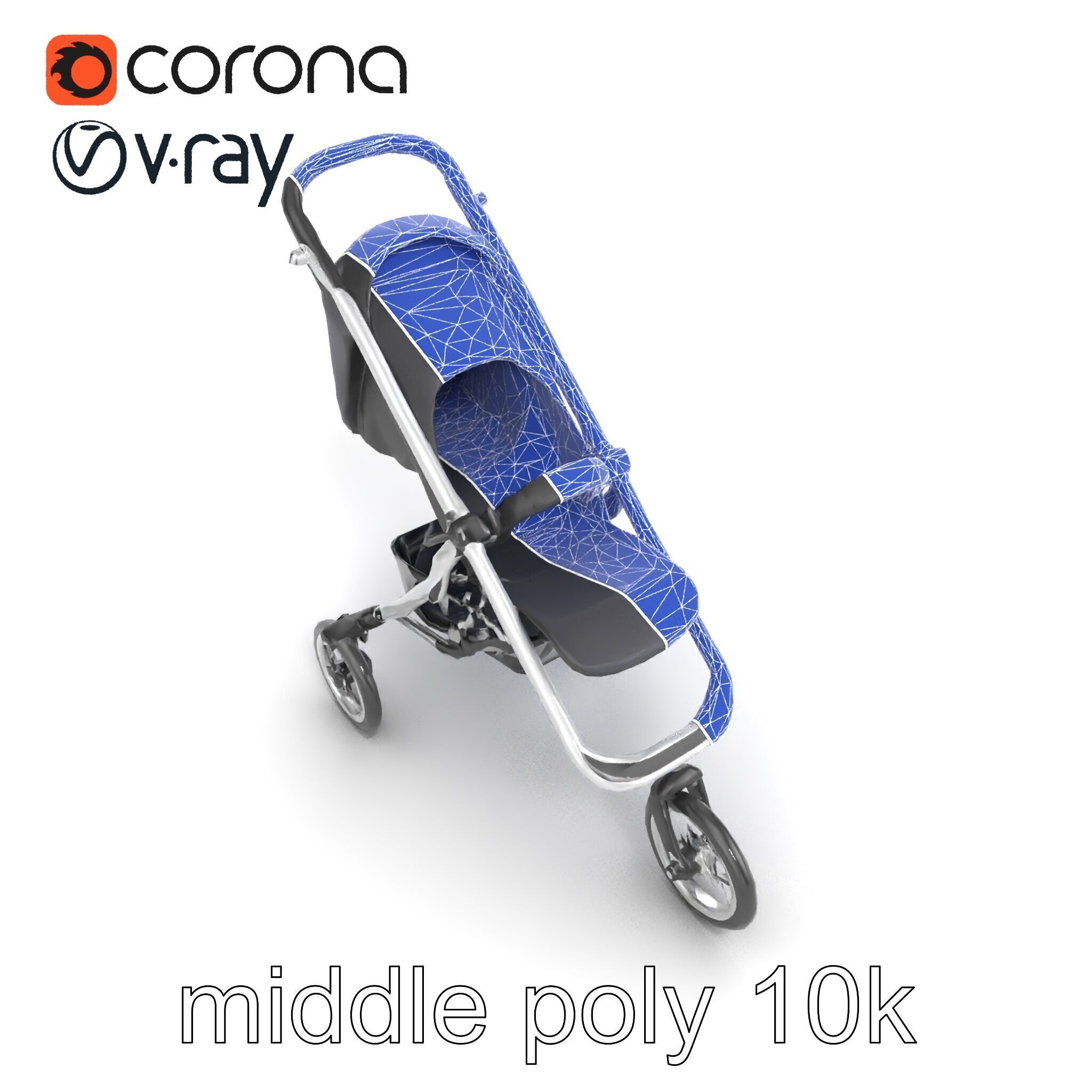 Compact Book-Fold Stroller Model Pack Low-poly 3D model_19