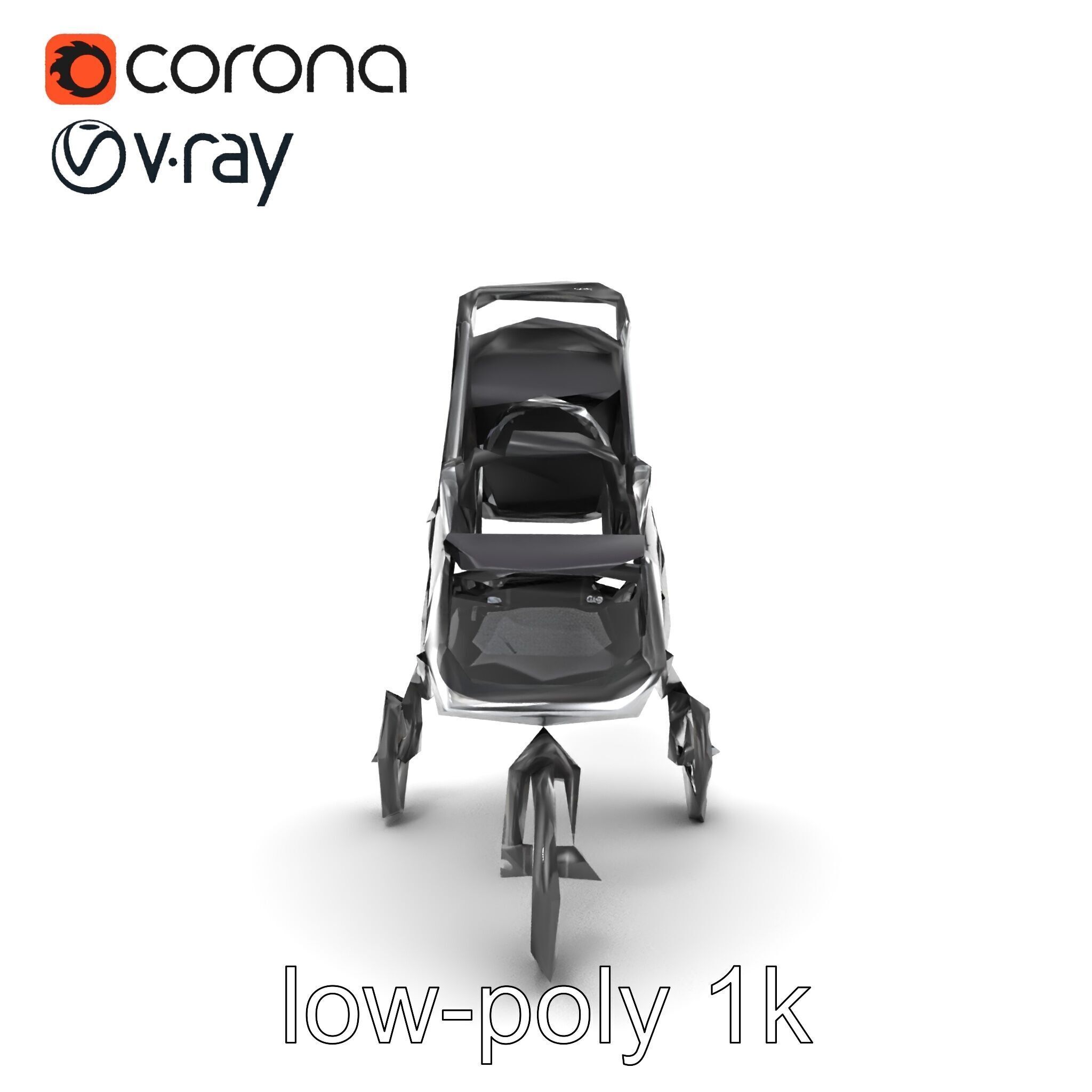 Compact Book-Fold Stroller Model Pack Low-poly 3D model_22