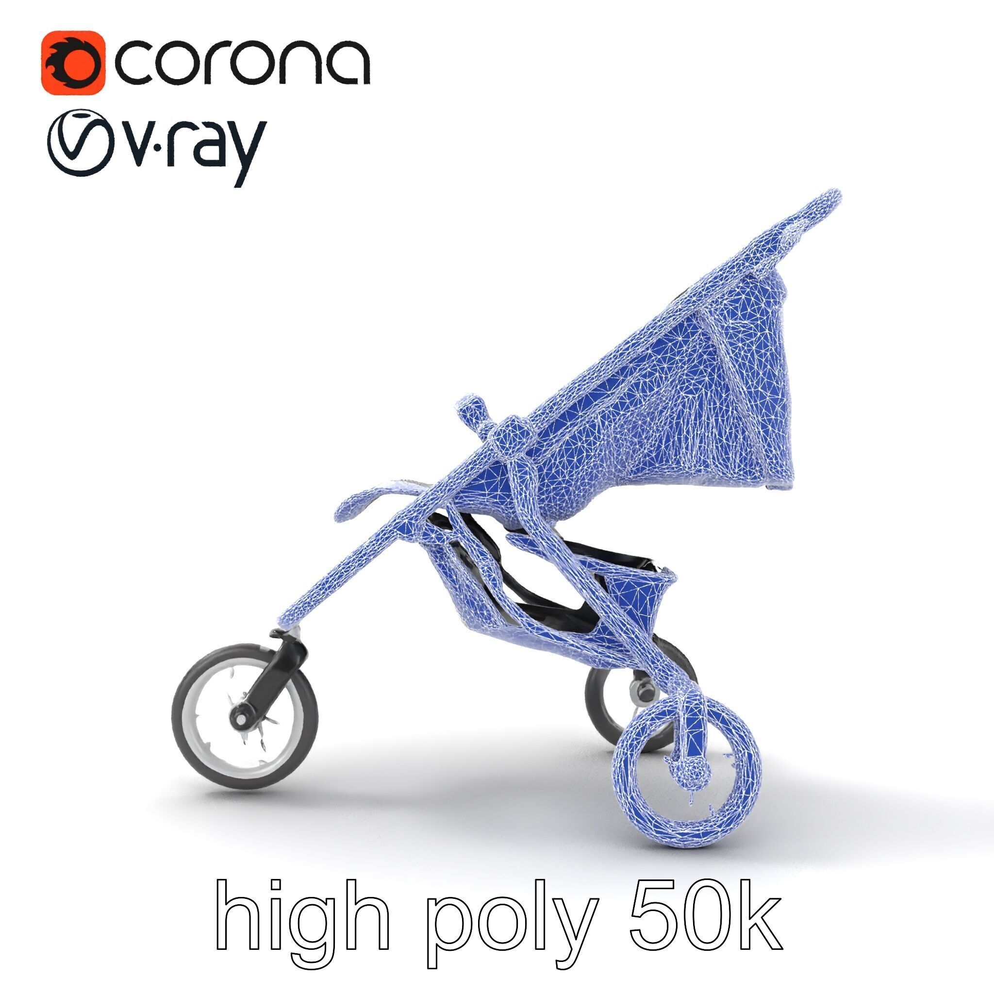 Compact Book-Fold Stroller Model Pack Low-poly 3D model_25