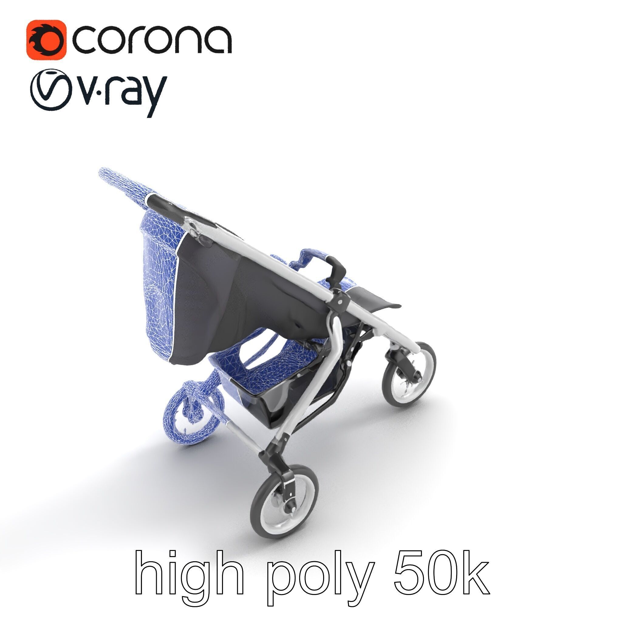 Compact Book-Fold Stroller Model Pack Low-poly 3D model_14