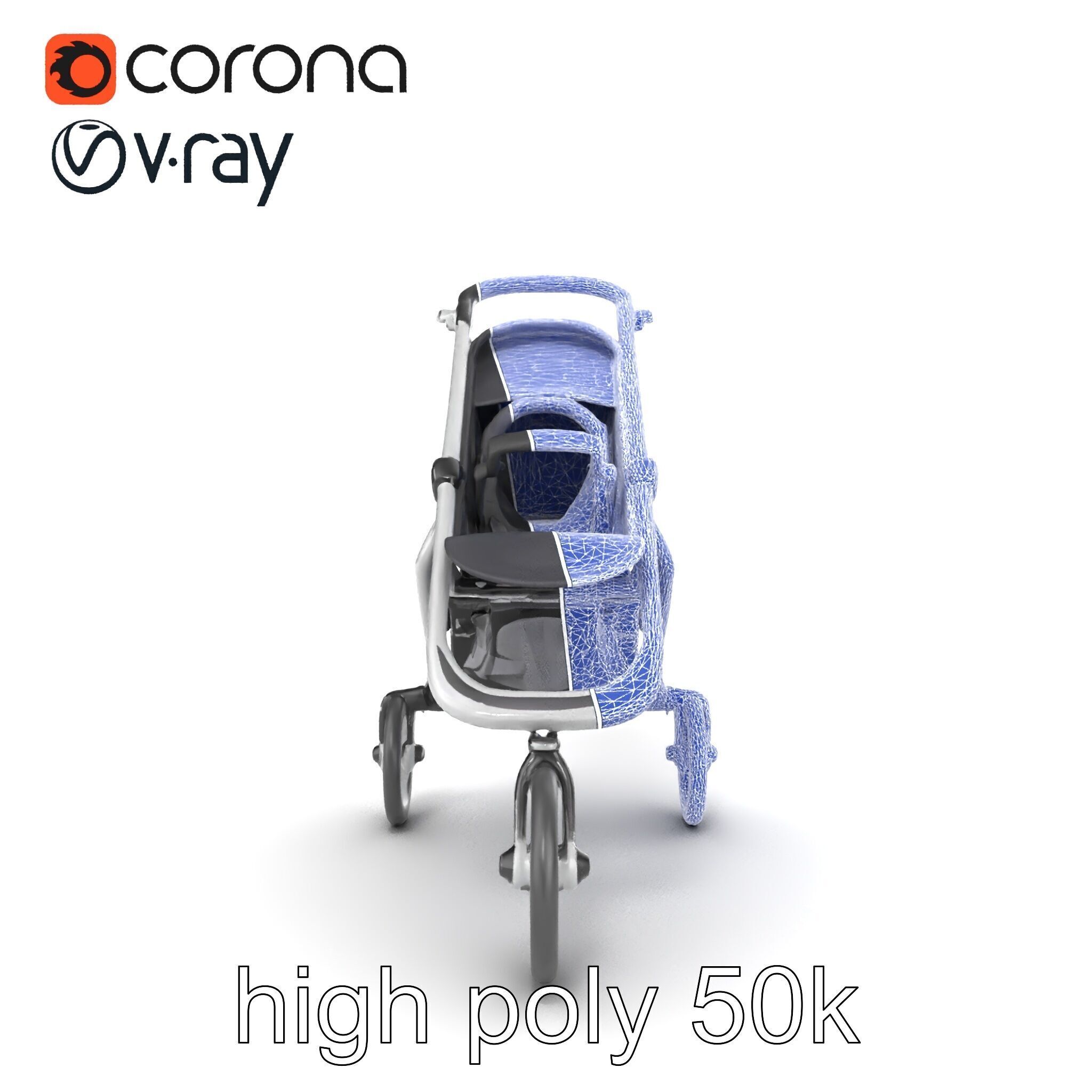 Compact Book-Fold Stroller Model Pack Low-poly 3D model_26