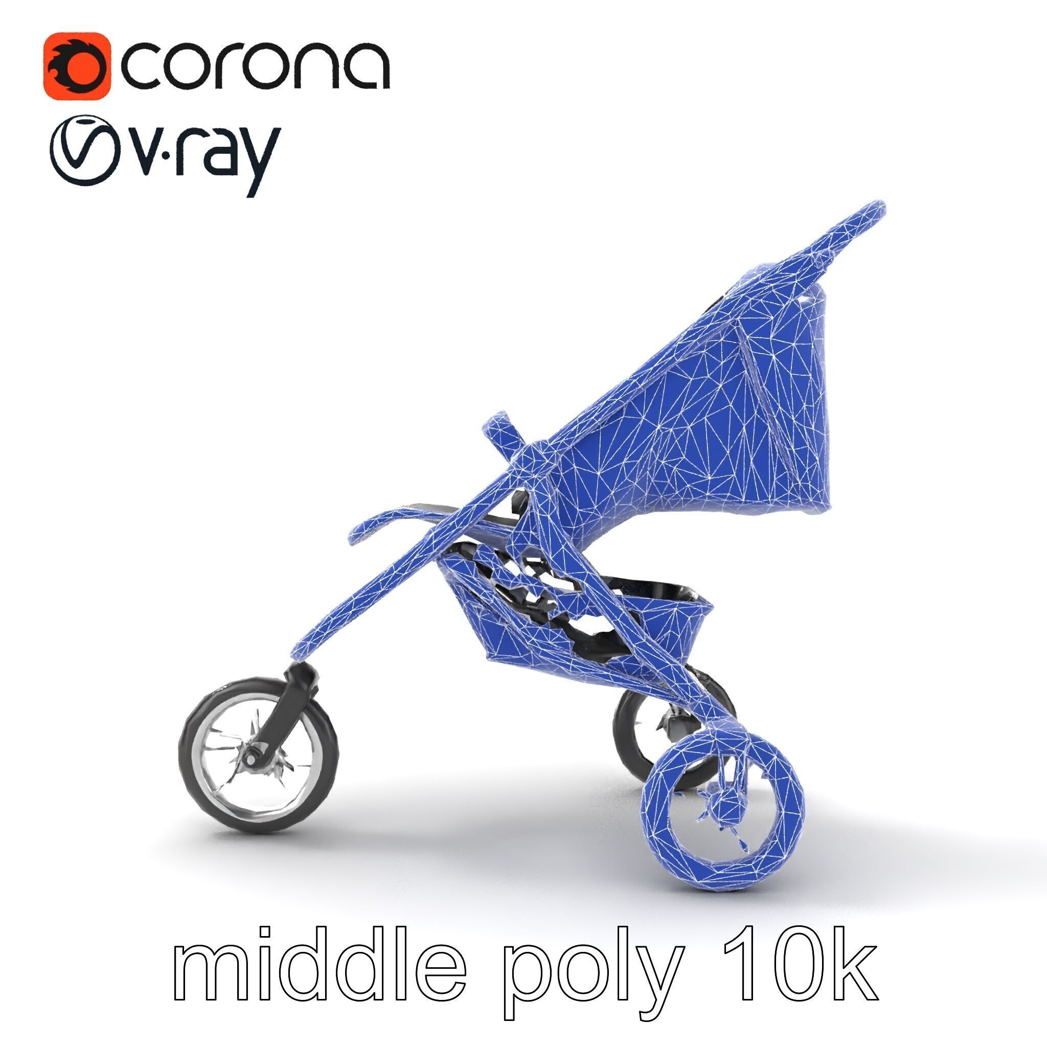 Compact Book-Fold Stroller Model Pack Low-poly 3D model_27