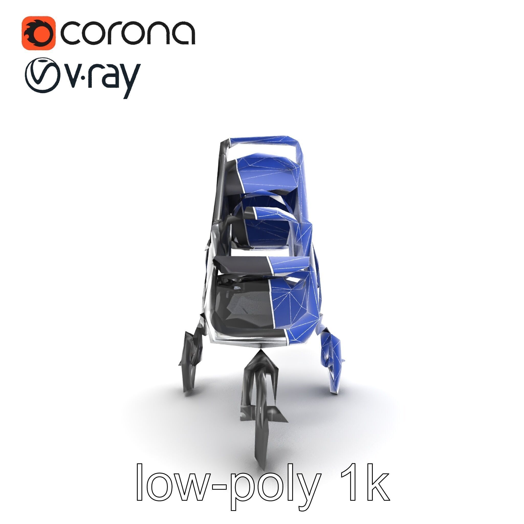 Compact Book-Fold Stroller Model Pack Low-poly 3D model_24