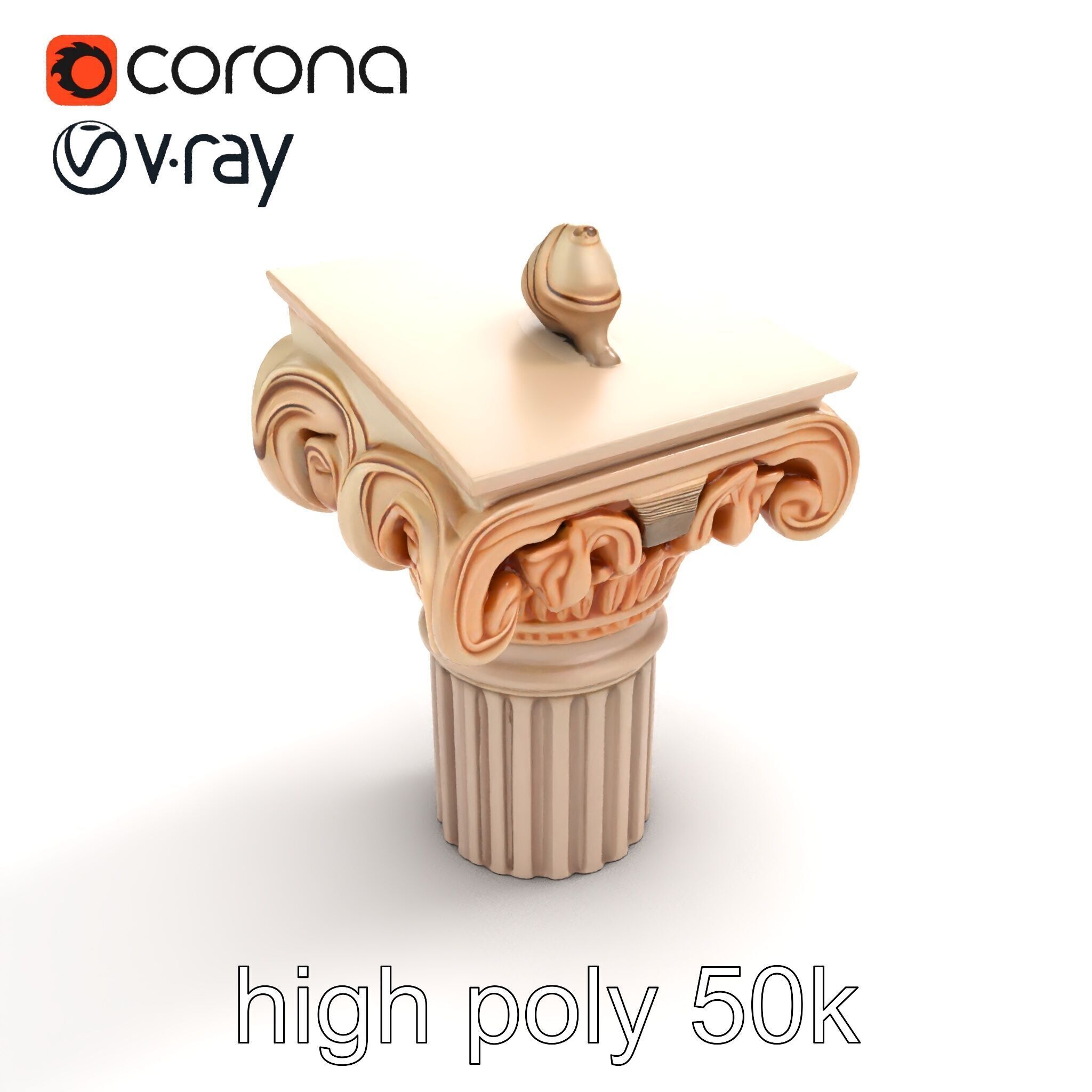Baroque Column Intricate Swirl model pack Low-poly 3D model_17