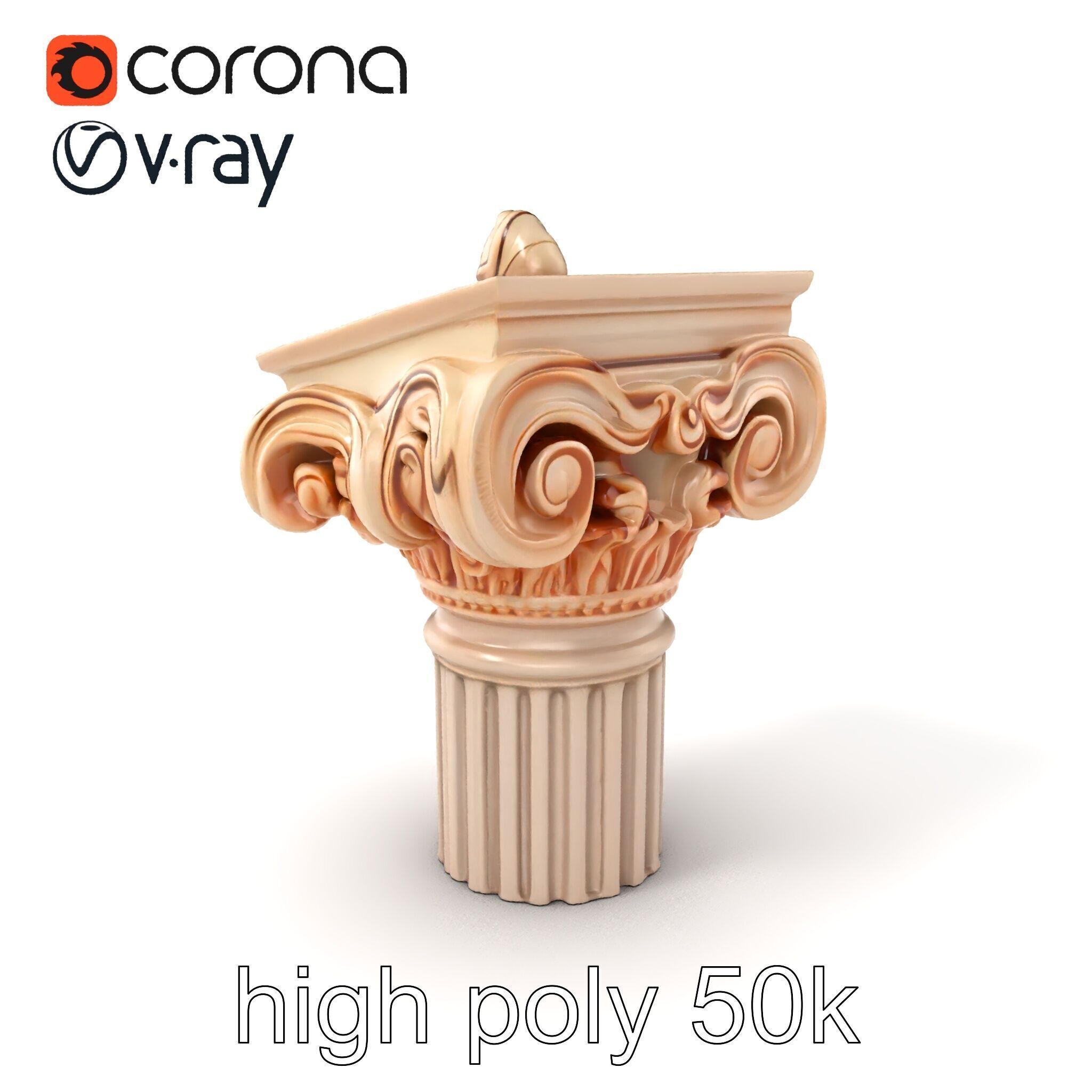 Baroque Column Intricate Swirl model pack Low-poly 3D model_2