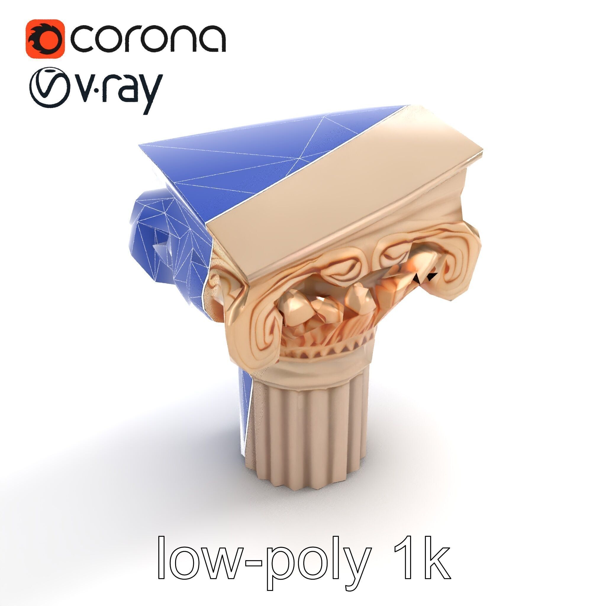 Baroque Column Intricate Swirl model pack Low-poly 3D model_13