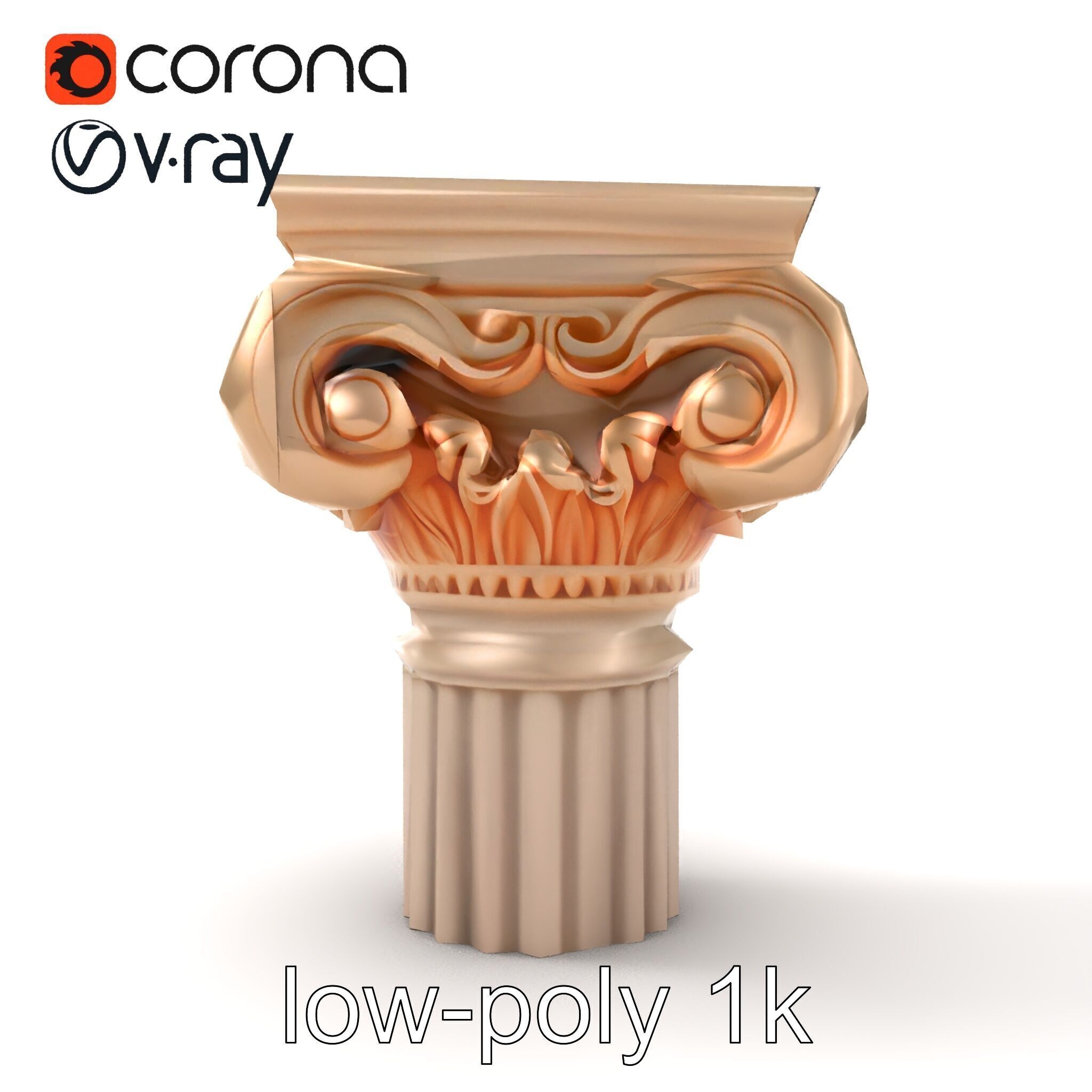 Baroque Column Intricate Swirl model pack Low-poly 3D model_18