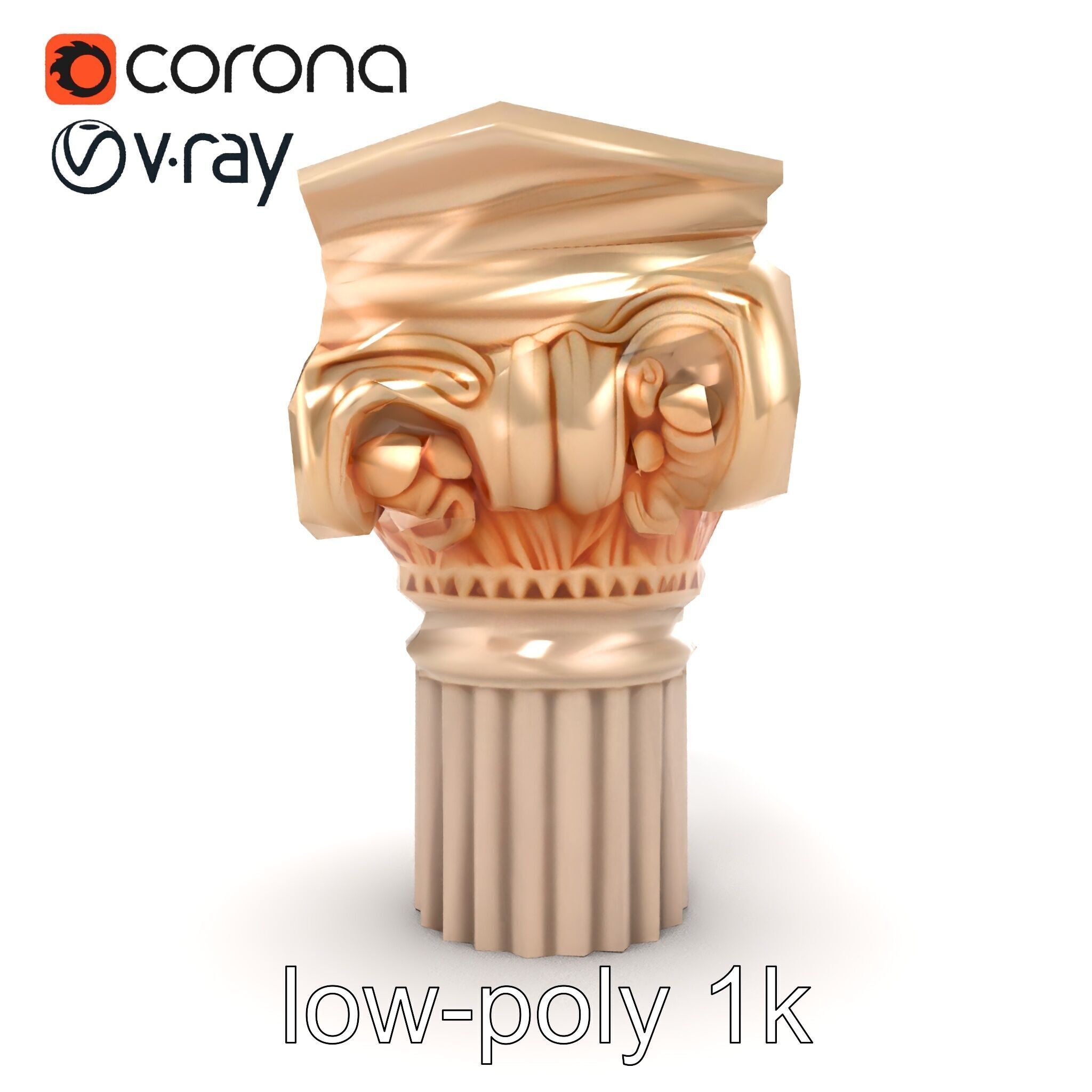 Baroque Column Intricate Swirl model pack Low-poly 3D model_14